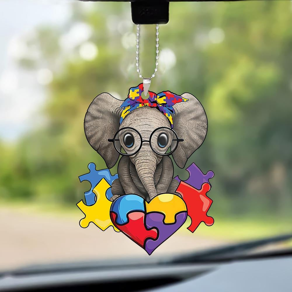 Autism Elephant Ornament, Car Ornaments Christmas, Auto Car Decorations