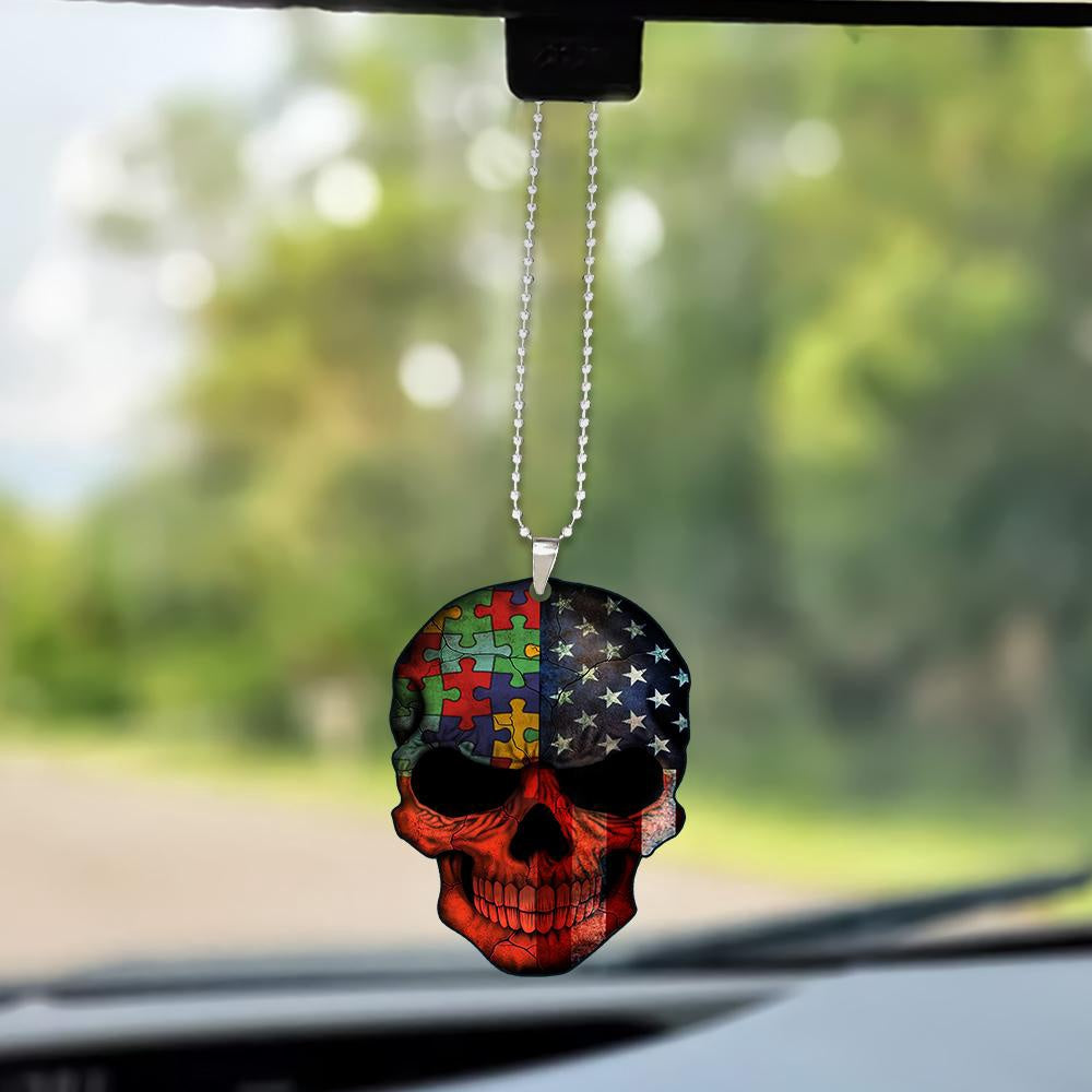 Autism Skull Ornament, Car Ornaments Christmas, Car Decorations
