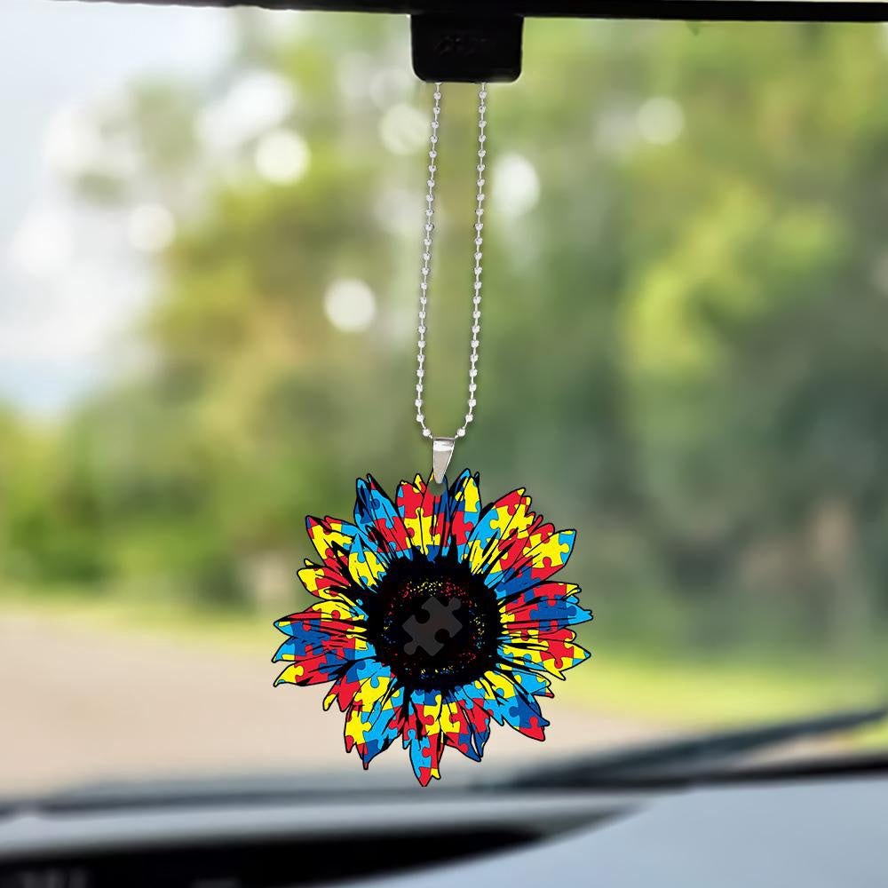 Autism Sunflower Ornament, Car Ornaments Christmas, Car Decorations
