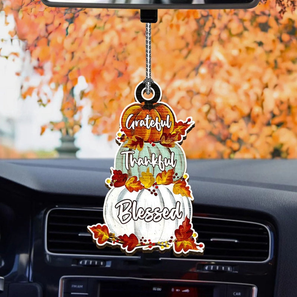 Autumn Pumpkin Grateful Thankful Blessed Ornament, Thanksgiving Gift, Autumn Lovers, Car Hanging, Car Ornaments Christmas, Car Decorations