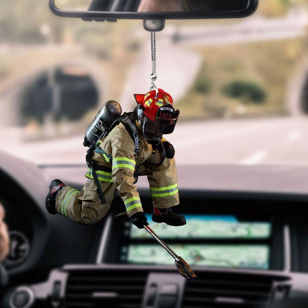 Awakening The Fighting Spirit Firefighter Car Ornament Reminding Us Of Bravery, Car Ornament Decor