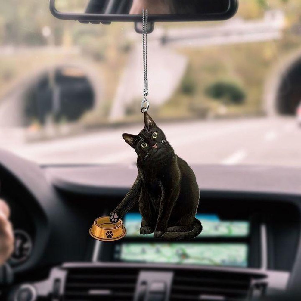 Black Cat Hungry Car Hanging Ornament, Cat Ornament Car Decor