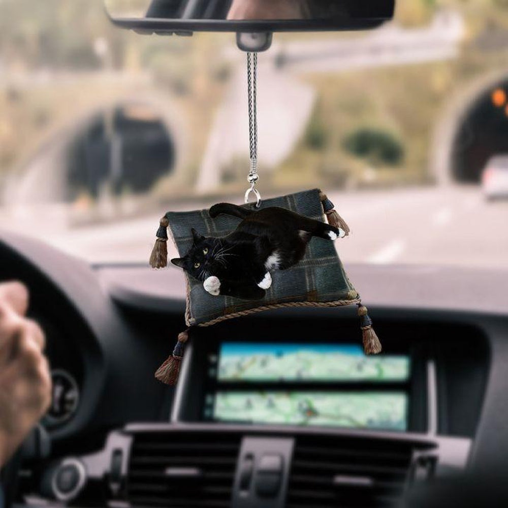 Black Cat Lying Car Hanging Ornament, Cat Ornament Car Decor