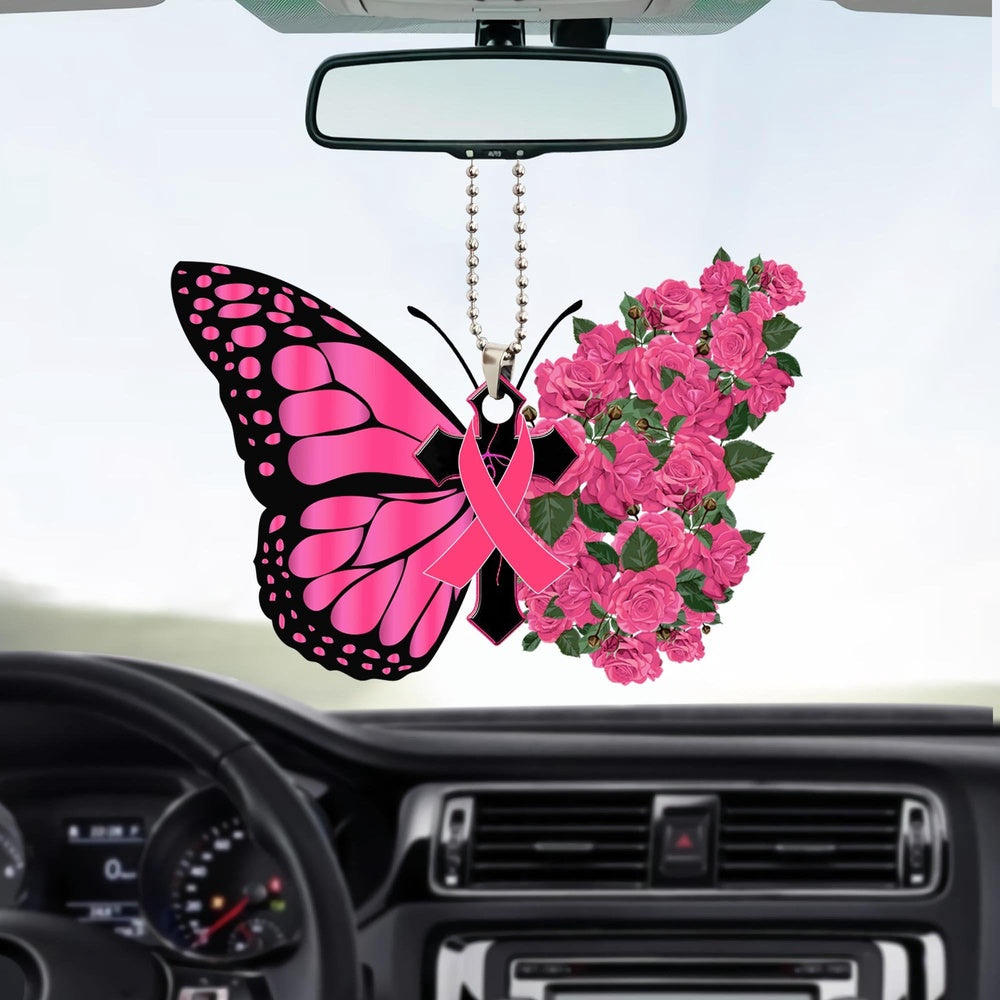 Breast Cancer Awareness Butterfly Ornament, Car Ornaments Christmas, Car Decorations