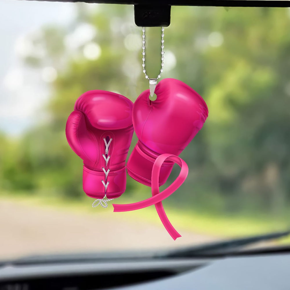 Breast Cancer Boxing Gloves Car Ornament, Car Ornaments Christmas, Car Decorations