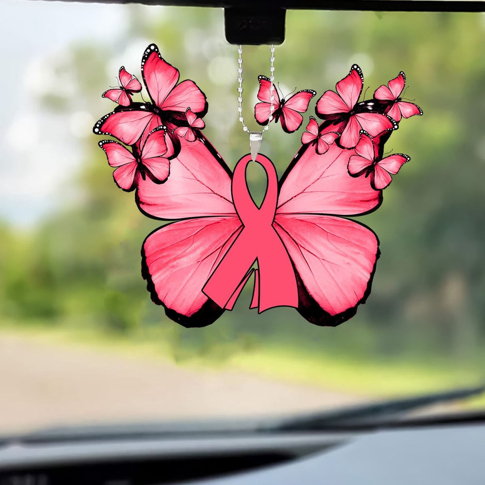 Breast Cancer Butterfly Car Ornament, Car Ornaments Christmas, Car Decorations