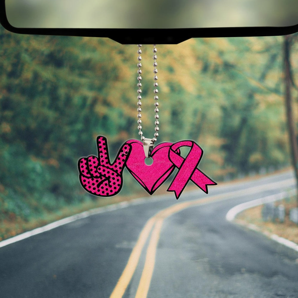 Breast Cancer Peace Love Ornament, Car Ornaments Christmas, Car Decorations