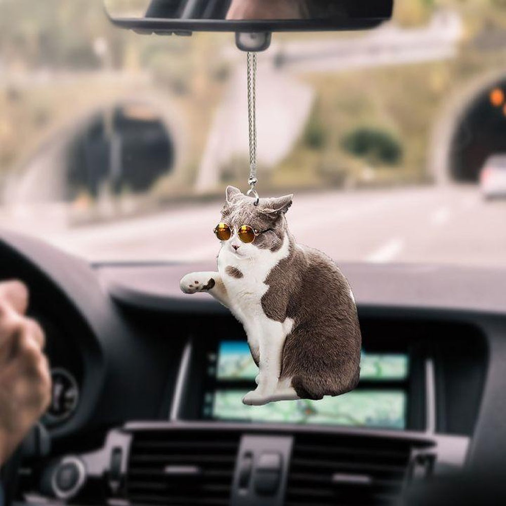 British Shorthair Wear Glasses Car Hanging Ornament, Car Ornaments Christmas, Car Decorations