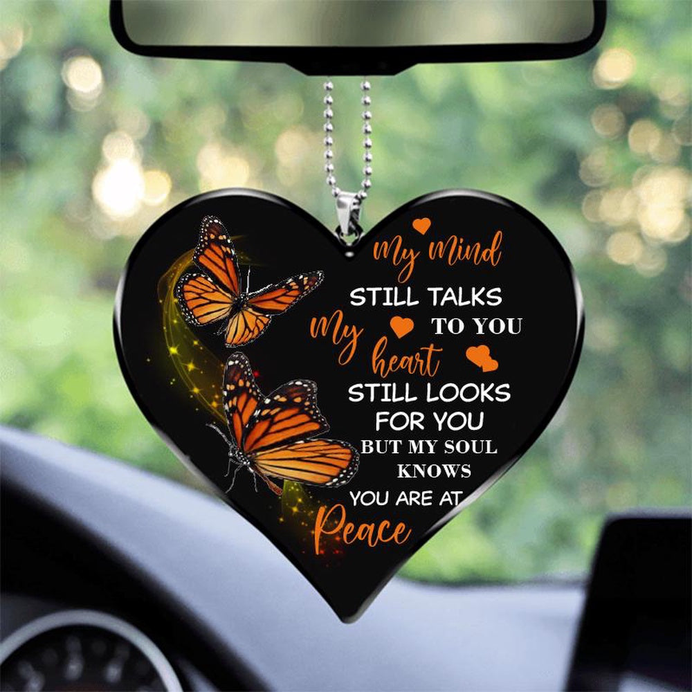 Butterfly My Mind Heart Ornament, Car Ornaments Christmas, Car Decorations
