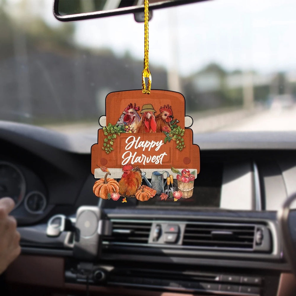 Chicken Farm Car Ornament, Chicken Fall Ornament, Chicken Thanksgiving Ornament, Harvest Ornament, Car Ornaments Christmas, Car Decorations