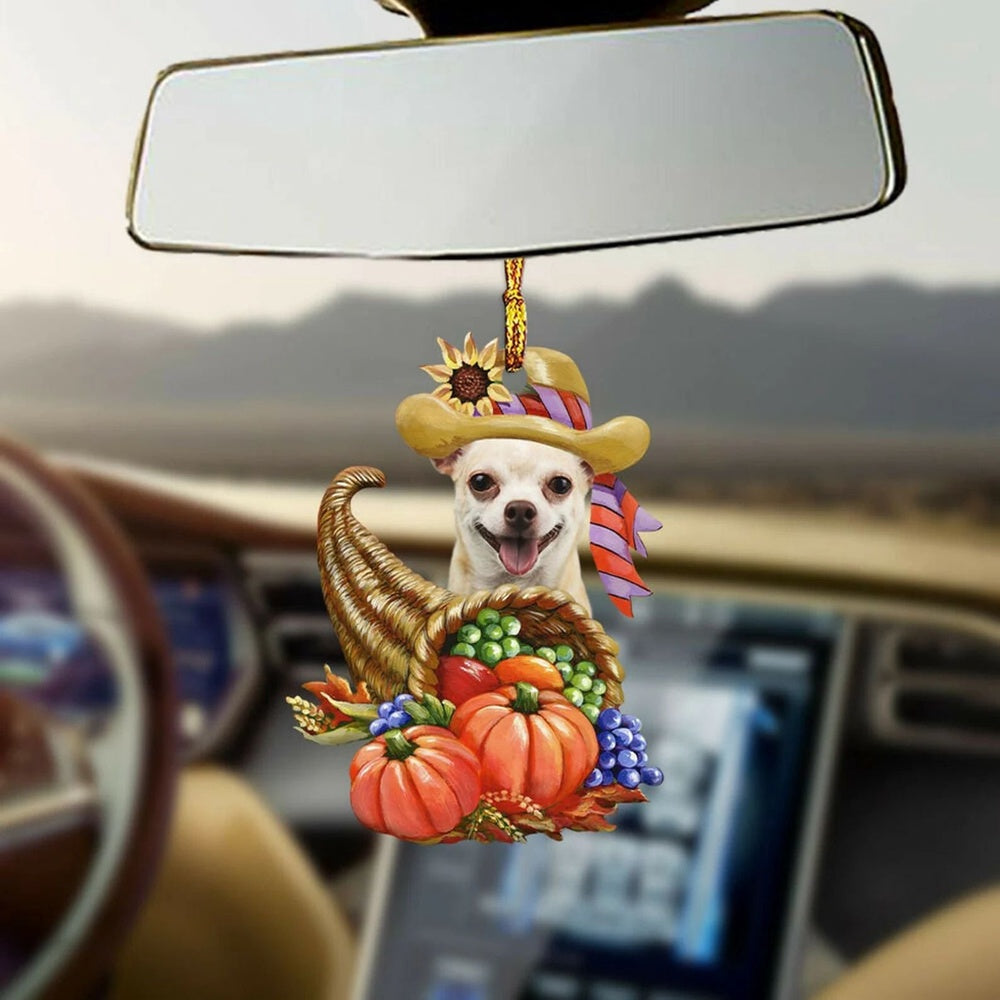 Chihuahua Hello Thanksgiving Car Hanging Ornament , Shih Tzu Hello Thanksgiving Car Hanging Ornament, Car Ornaments Christmas, Car Decorations