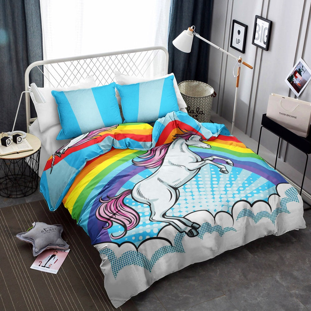 Christmas Bedding Set, Unicorn Rainbow  Bedding Sets