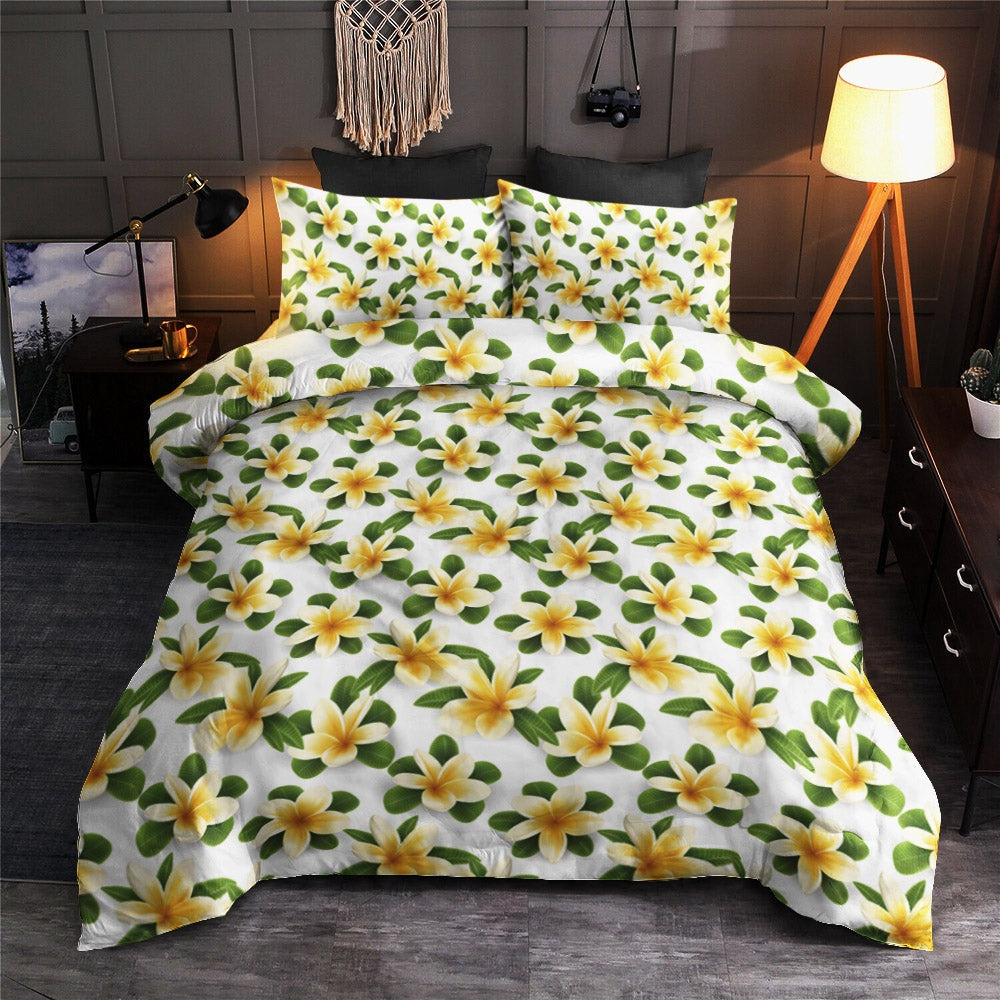 Christmas Bedding Set Yellow Plumeria Pattern Print Design Bedding Sets 2 Hp5ups Christmas Bedding Set, Yellow Plumeria Pattern Print Design  Bedding Sets