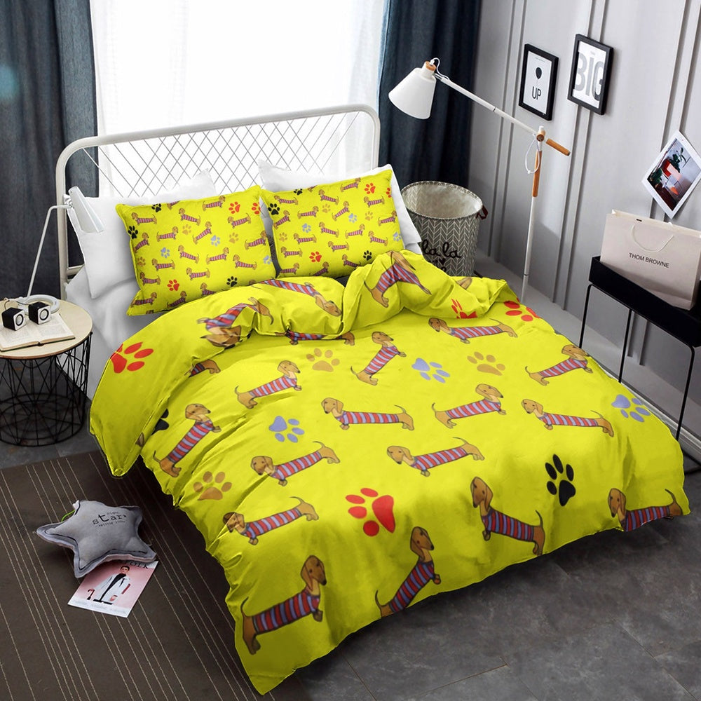 Christmas Bedding Set, Yellow dachsund  Bedding Sets