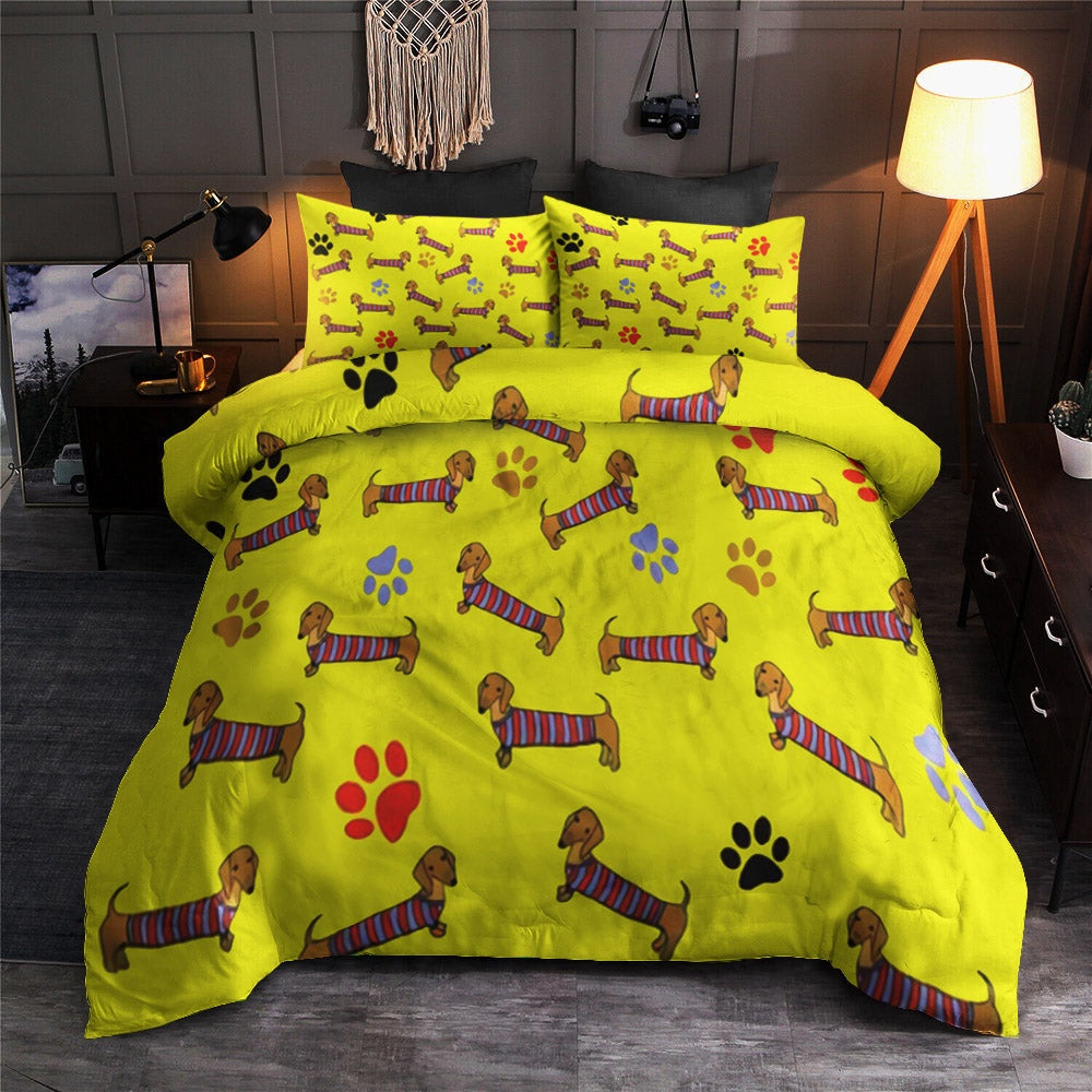 Christmas Bedding Set, Yellow dachsund  Bedding Sets
