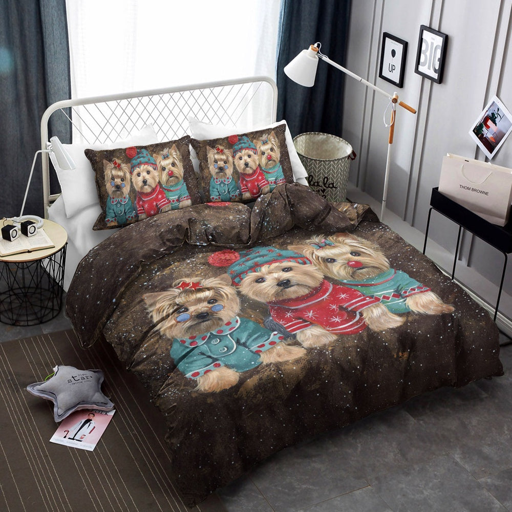 Christmas Bedding Set, Yorkie  Bedding Sets