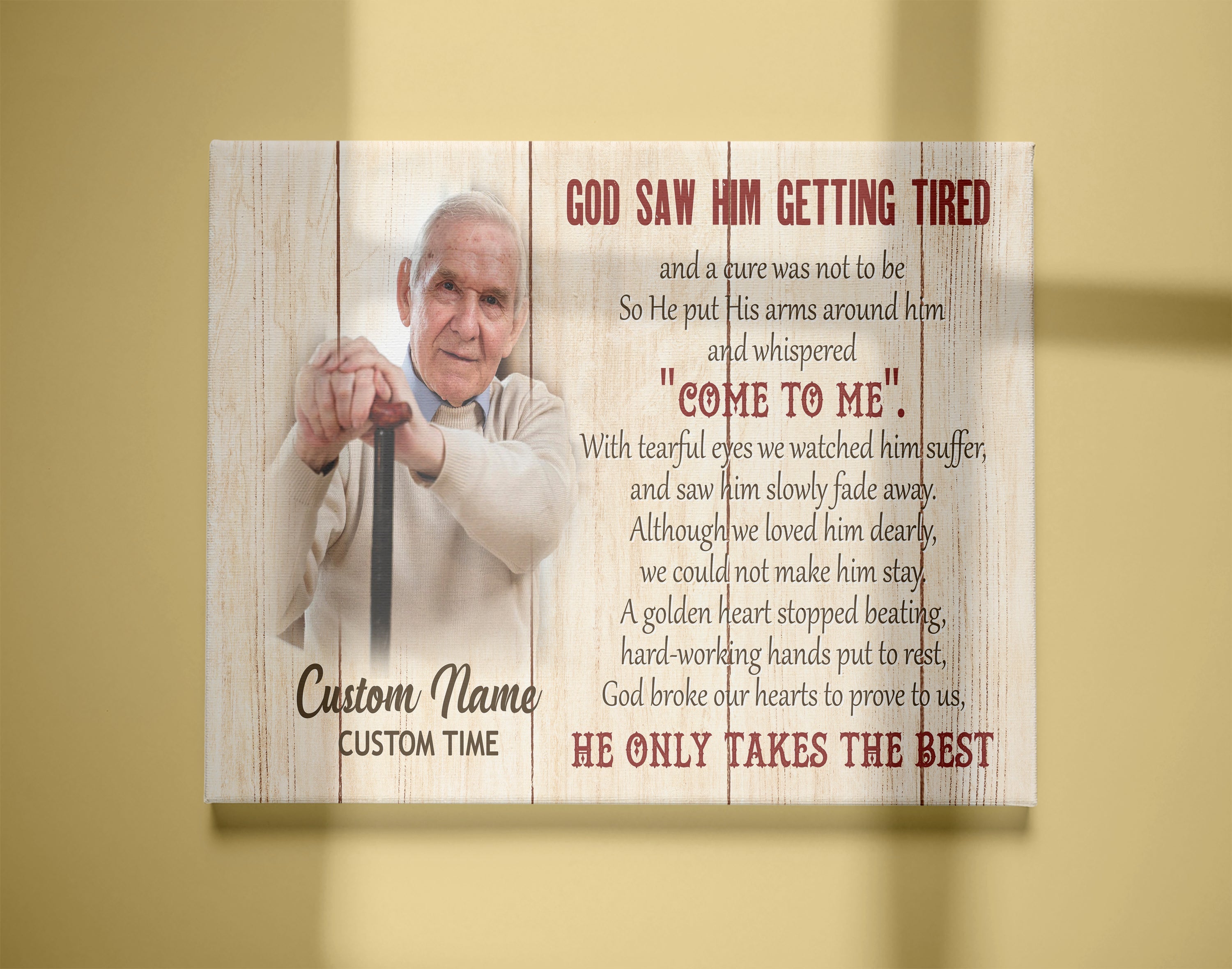 Dad Memorial Canvas God Saw You Getting Tired Personalized Father Memorial Gift, Sympathy Gift For Loss Of Father, Loss Of Dad, In Loving Memory