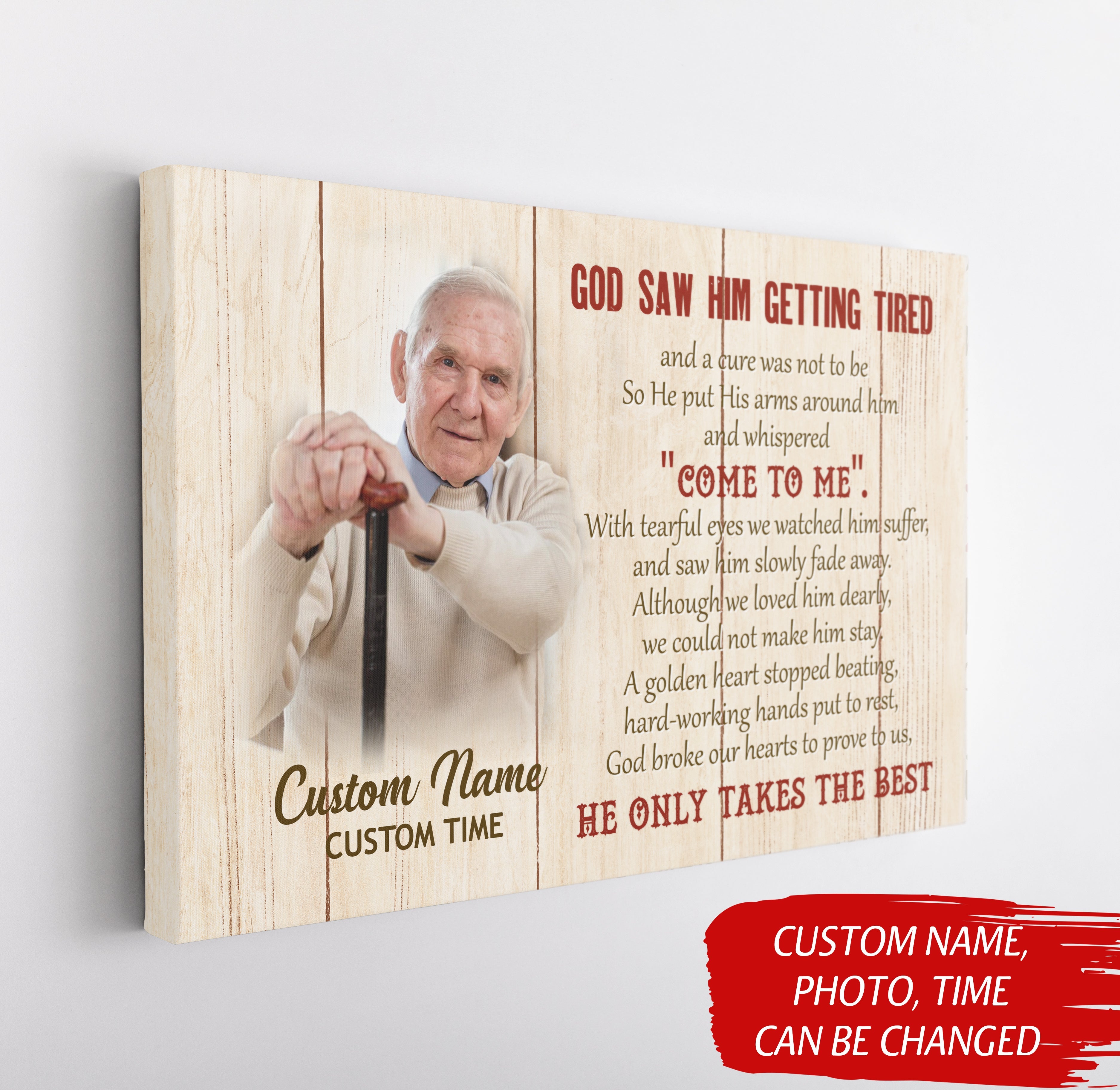 Dad Memorial Canvas God Saw You Getting Tired Personalized Father Memorial Gift, Sympathy Gift For Loss Of Father, Loss Of Dad, In Loving Memory