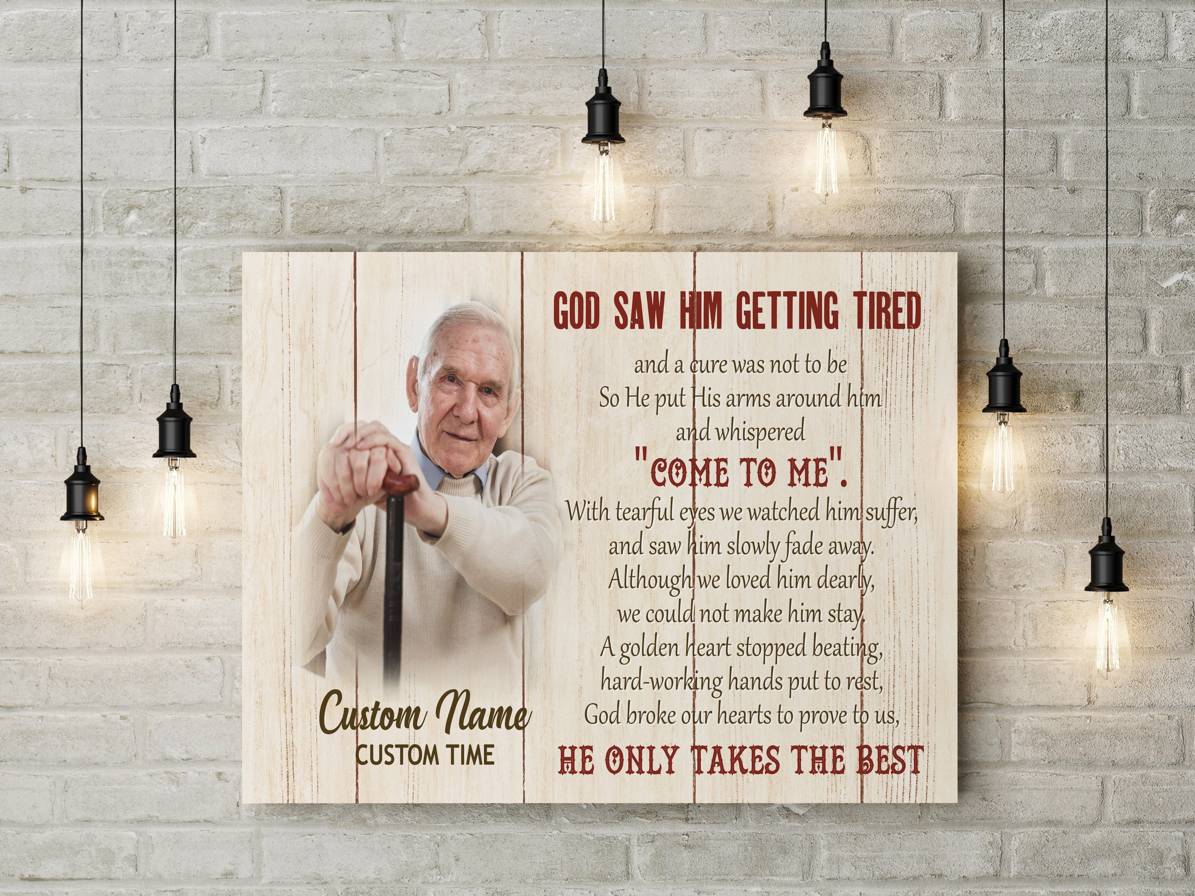 Dad Memorial Canvas God Saw You Getting Tired Personalized Father Memorial Gift, Sympathy Gift For Loss Of Father, Loss Of Dad, In Loving Memory