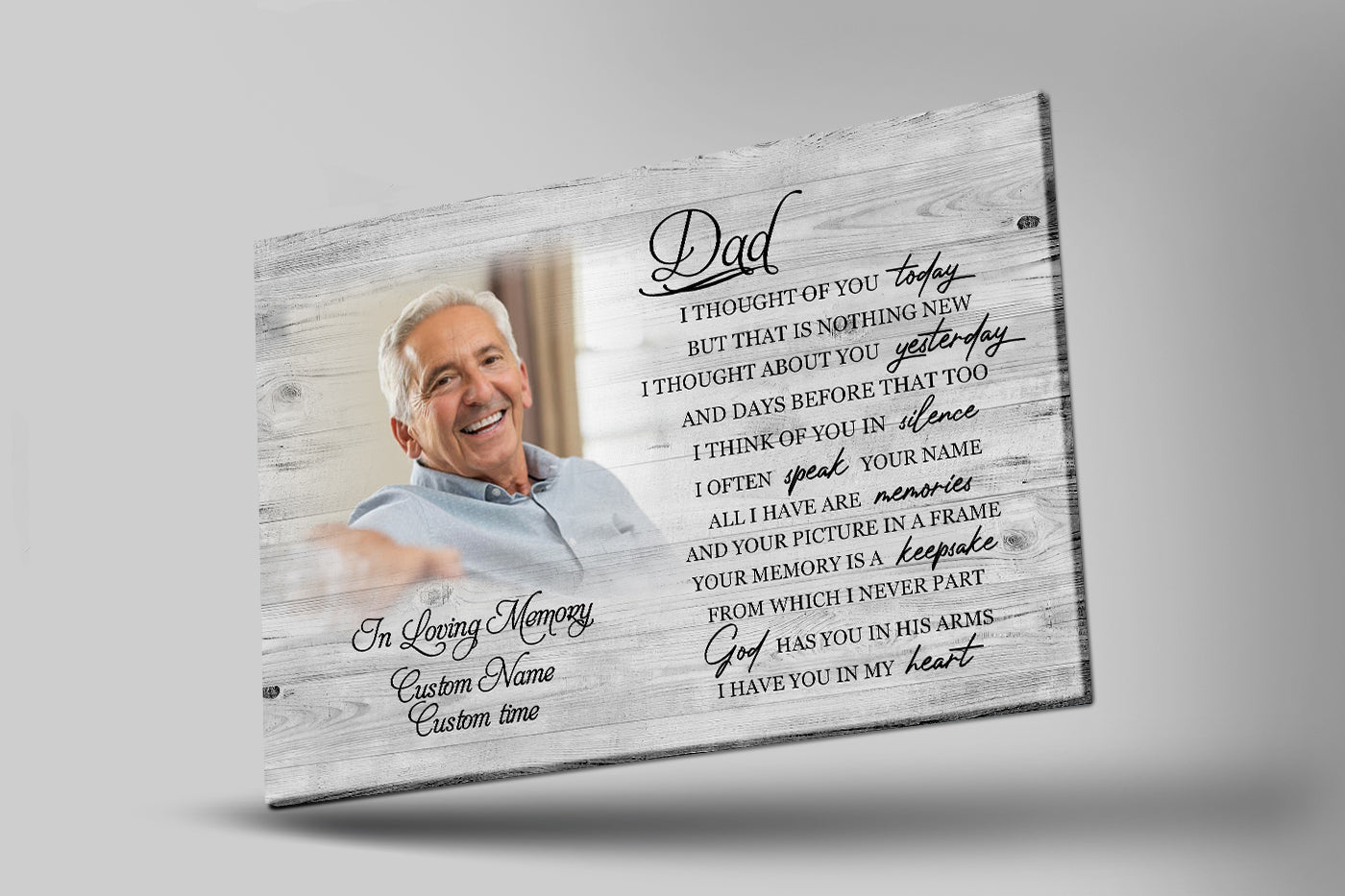 Dad Memorial Canvas Personalized Photo I Thought Of You Today Dad Remembrance, Father In Heaven Memorial Sympathy Memorial Gift For Loss Of Father