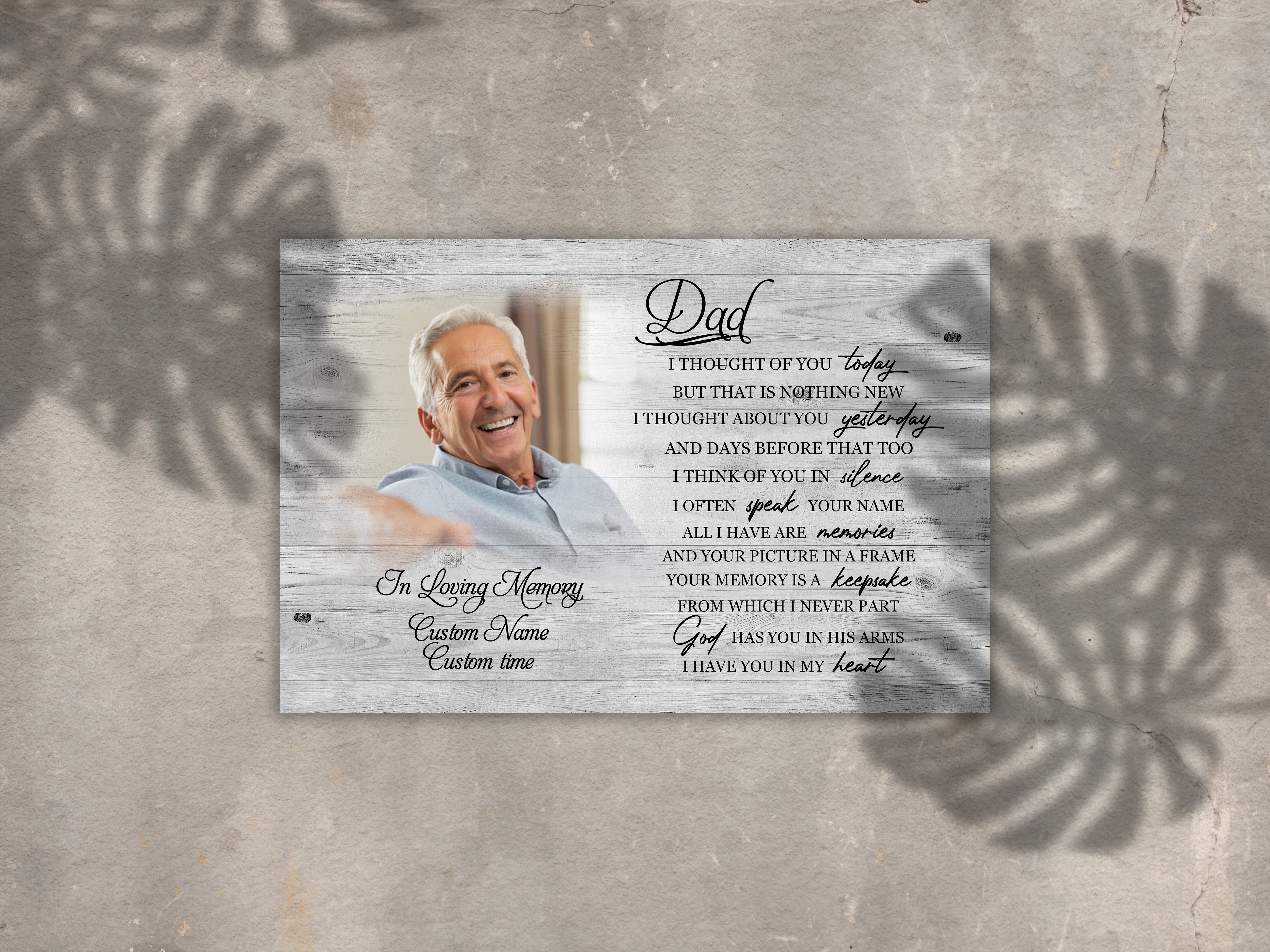Dad Memorial Canvas Personalized Photo I Thought Of You Today Dad Remembrance, Father In Heaven Memorial Sympathy Memorial Gift For Loss Of Father