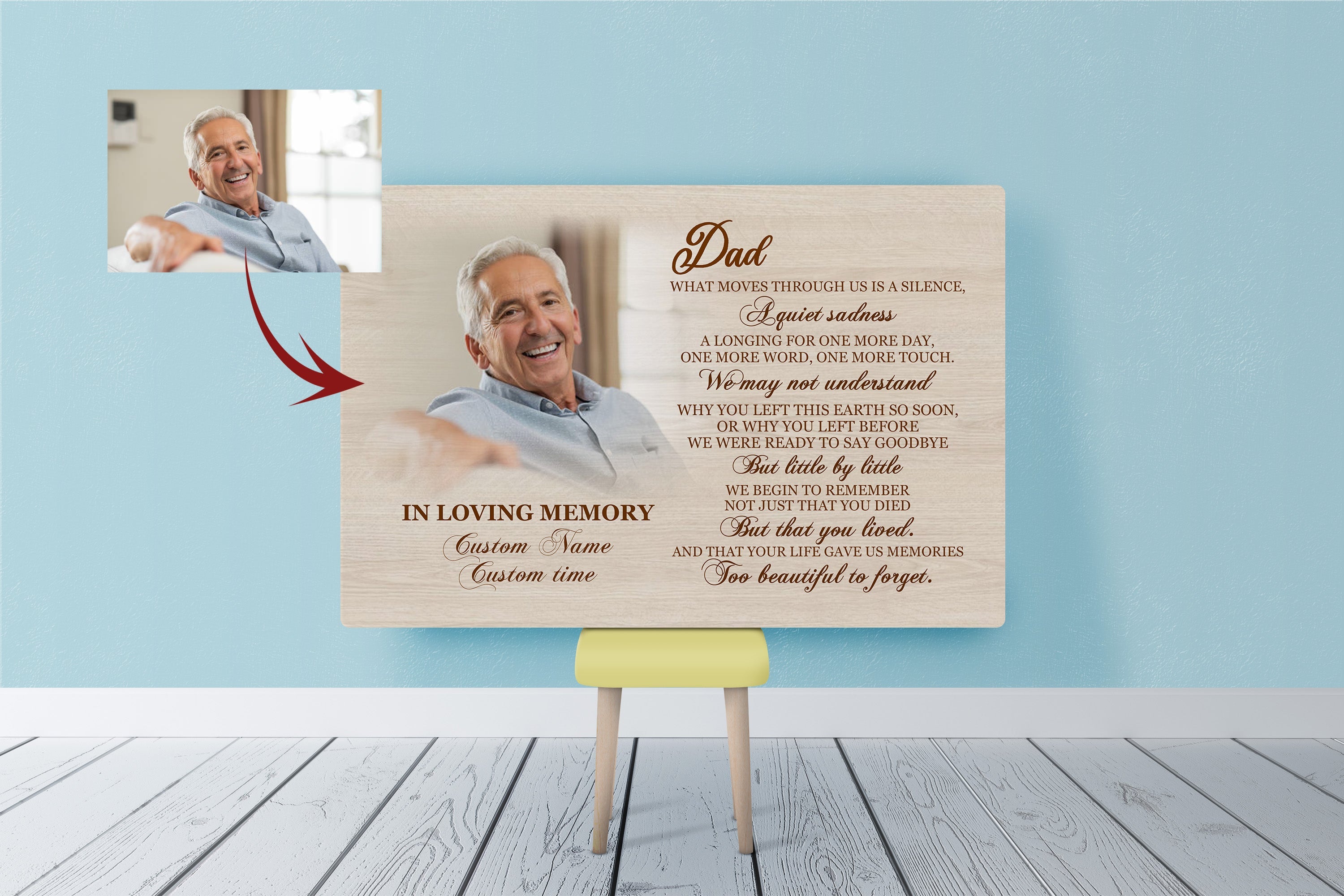 Dad Memorial Canvas Personalized Photo Too Beautiful To Forget Dad Remembrance Memorial Gift For Loss Of Father, In Memory Of Dad