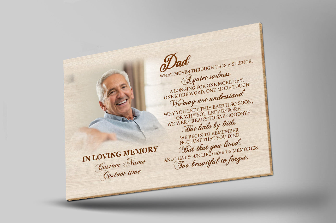 Dad Memorial Canvas Personalized Photo Too Beautiful To Forget Dad Remembrance Memorial Gift For Loss Of Father, In Memory Of Dad