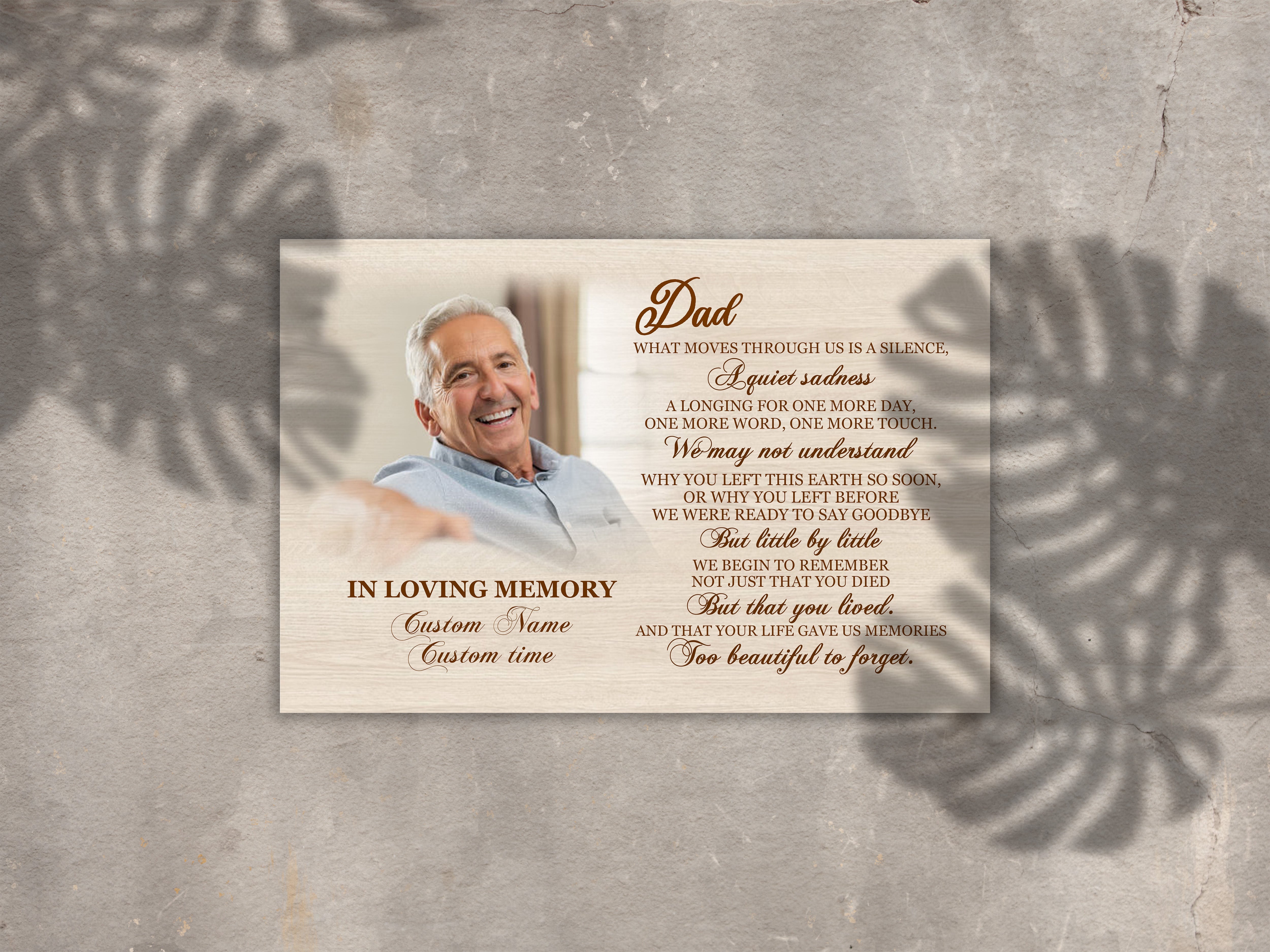 Dad Memorial Canvas Personalized Photo Too Beautiful To Forget Dad Remembrance Memorial Gift For Loss Of Father, In Memory Of Dad