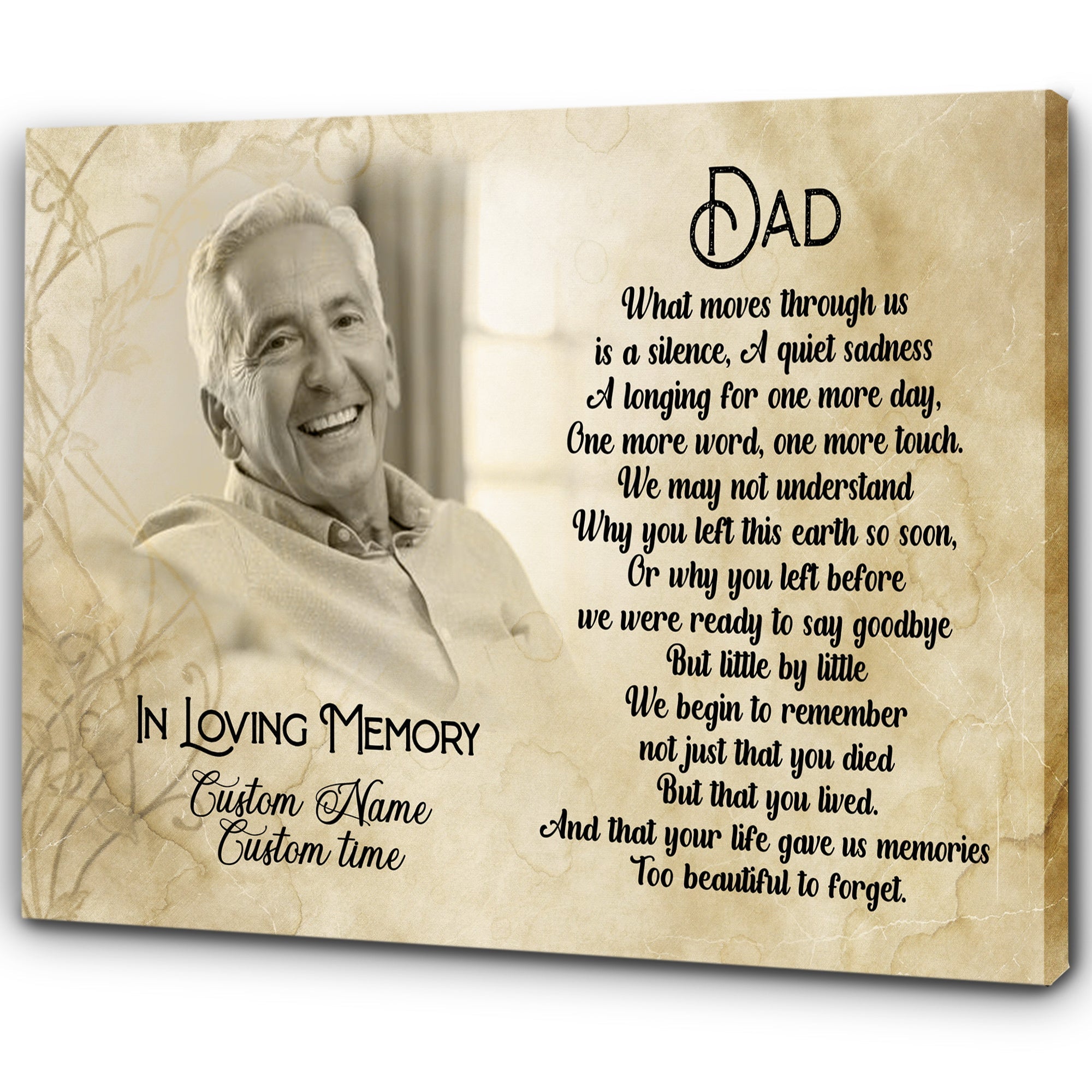 Dad Memorial Customized Canvas Remembrance Father'S Day In Heaven, Sympathy Gift For Loss Of Father
