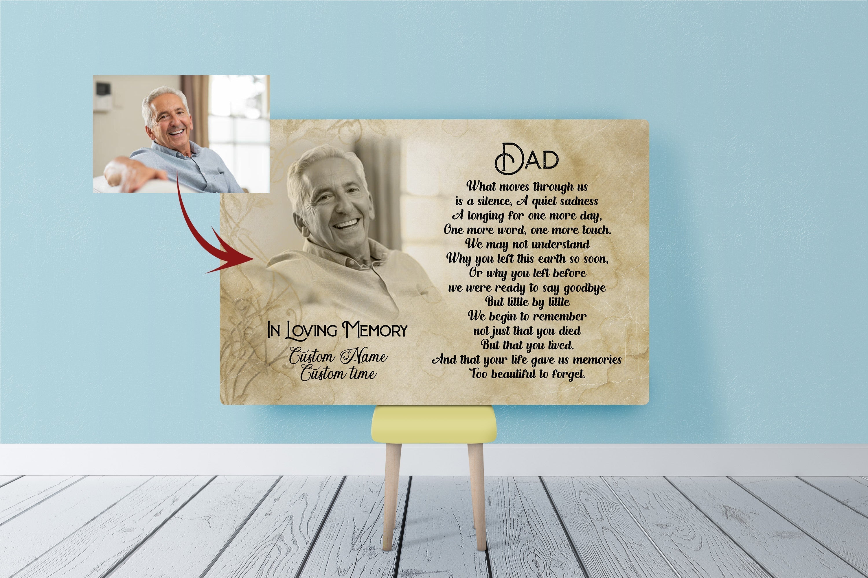 Dad Memorial Customized Canvas Remembrance Father'S Day In Heaven, Sympathy Gift For Loss Of Father