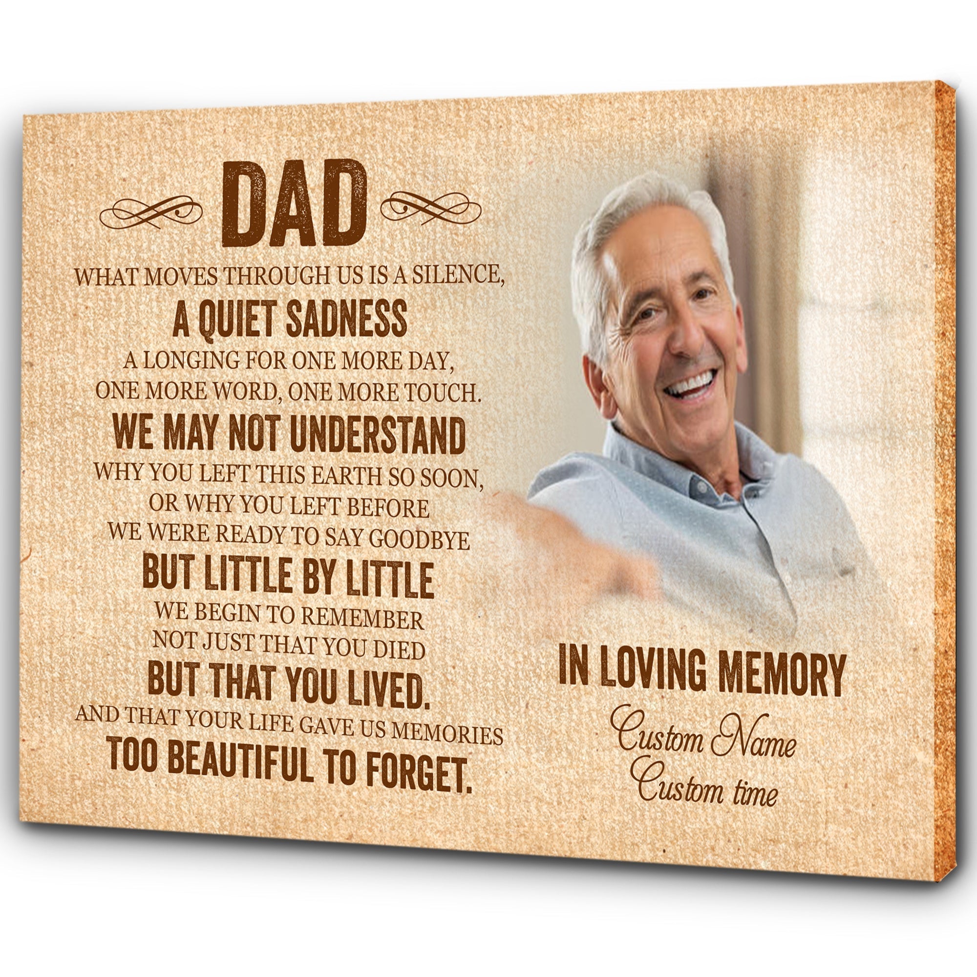 Dad Memorial Personalized Canvas, Dad Remembrance Father'S Day In Heaven Sympathy Gift Loss Of Father