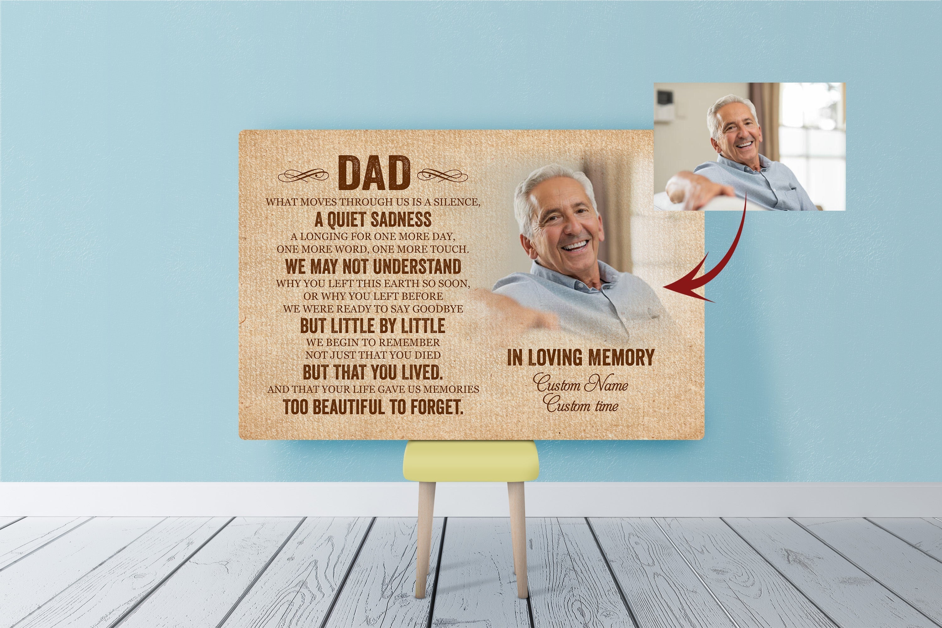 Dad Memorial Personalized Canvas, Dad Remembrance Father'S Day In Heaven Sympathy Gift Loss Of Father