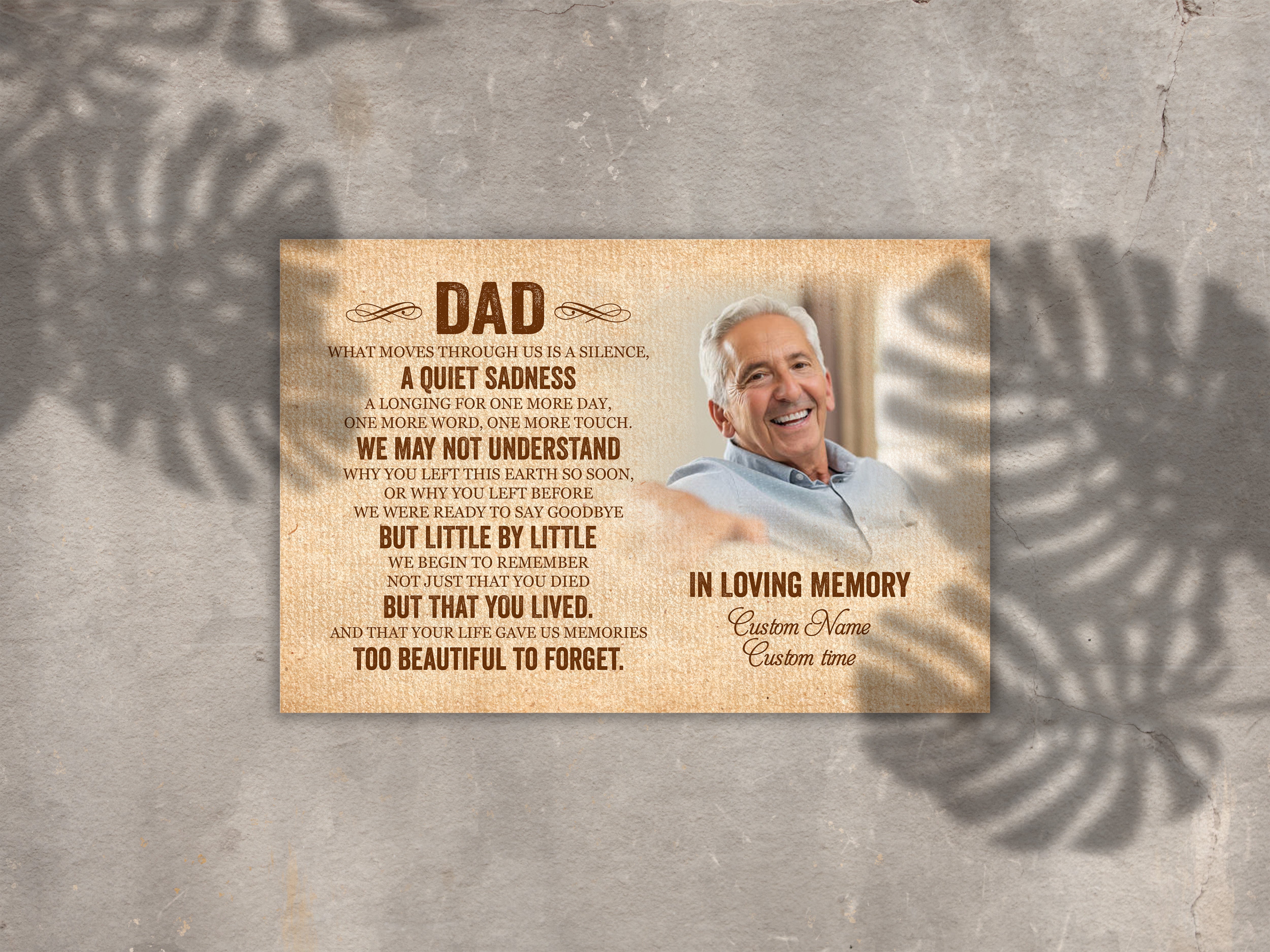 Dad Memorial Personalized Canvas, Dad Remembrance Father'S Day In Heaven Sympathy Gift Loss Of Father