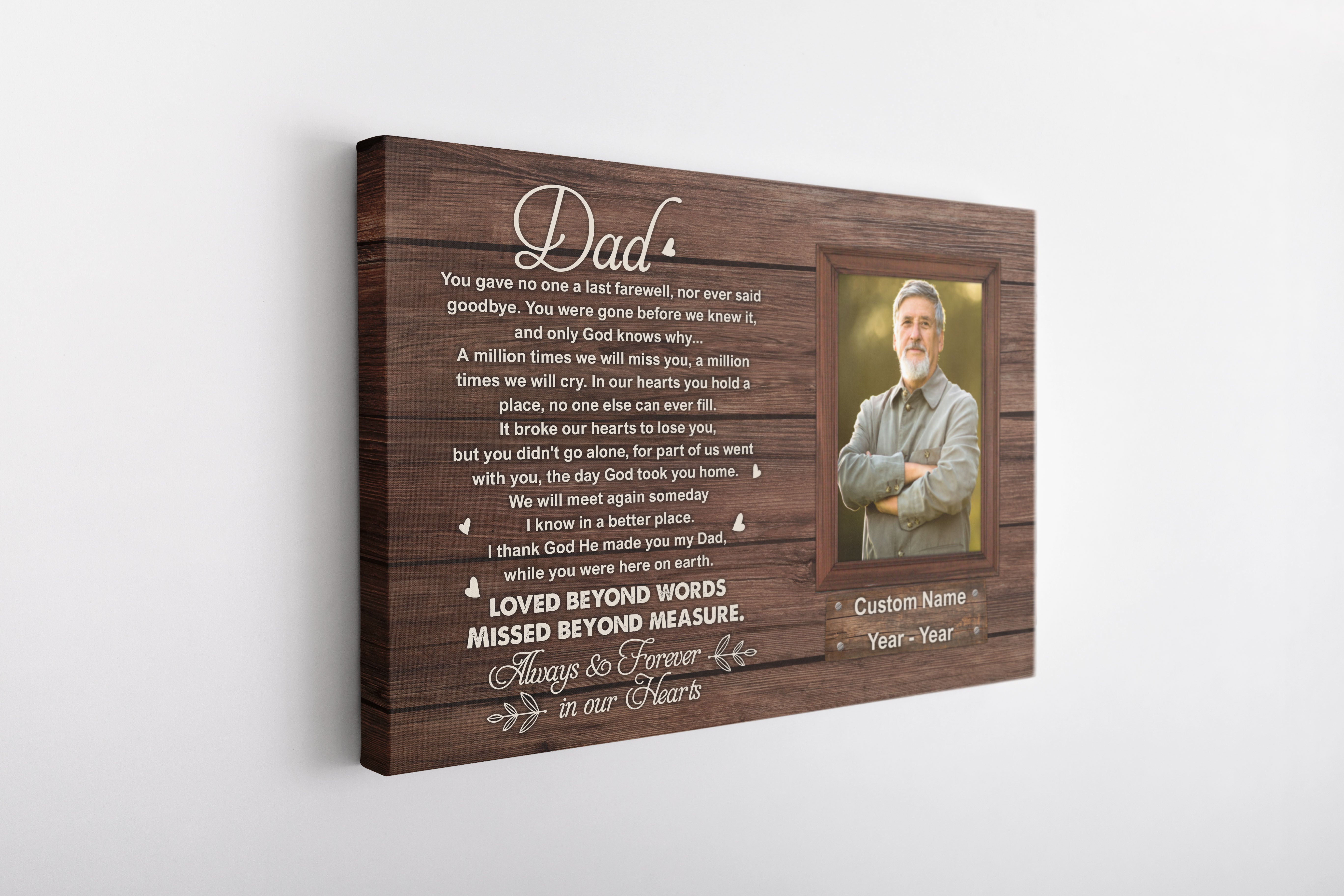 Dad Memorial Personalized Canvas, Remembering Dad In Heaven Fathers Day Sympathy Gift For Loss Of Father