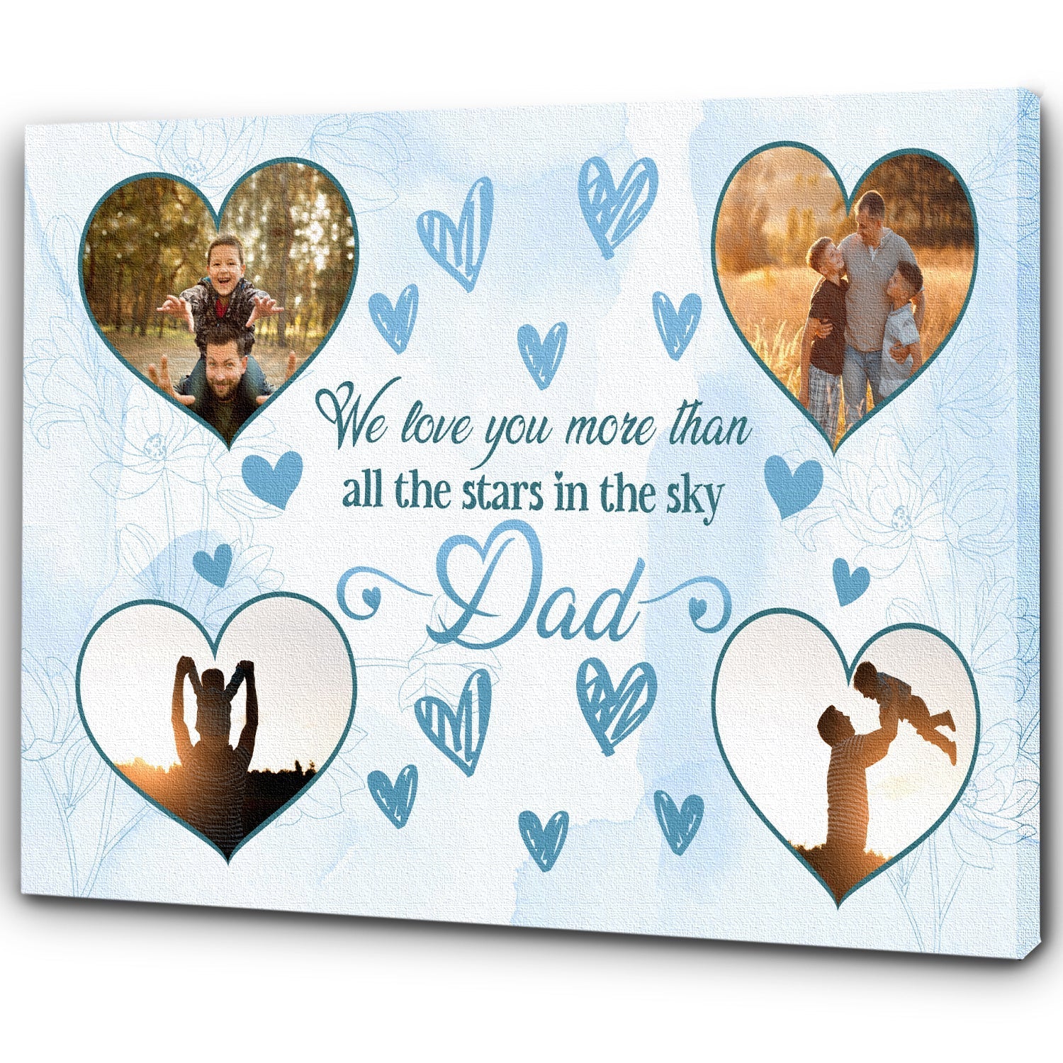 Dad Personalized Canvas Custom Photo Collage We Love You Fathers Day Gift For Best Dad Ever Keepsake
