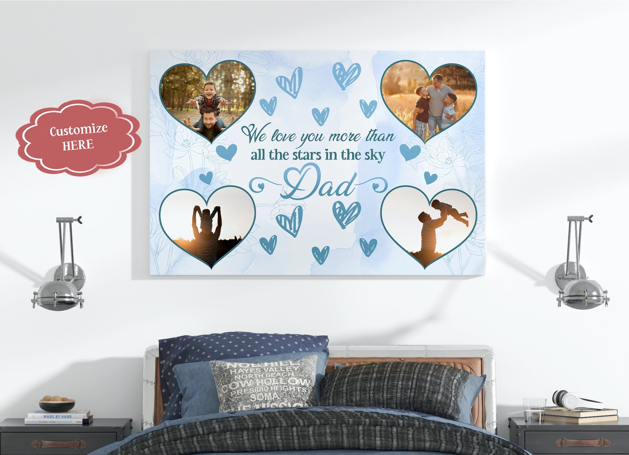 Dad Personalized Canvas Custom Photo Collage We Love You Fathers Day Gift For Best Dad Ever Keepsake