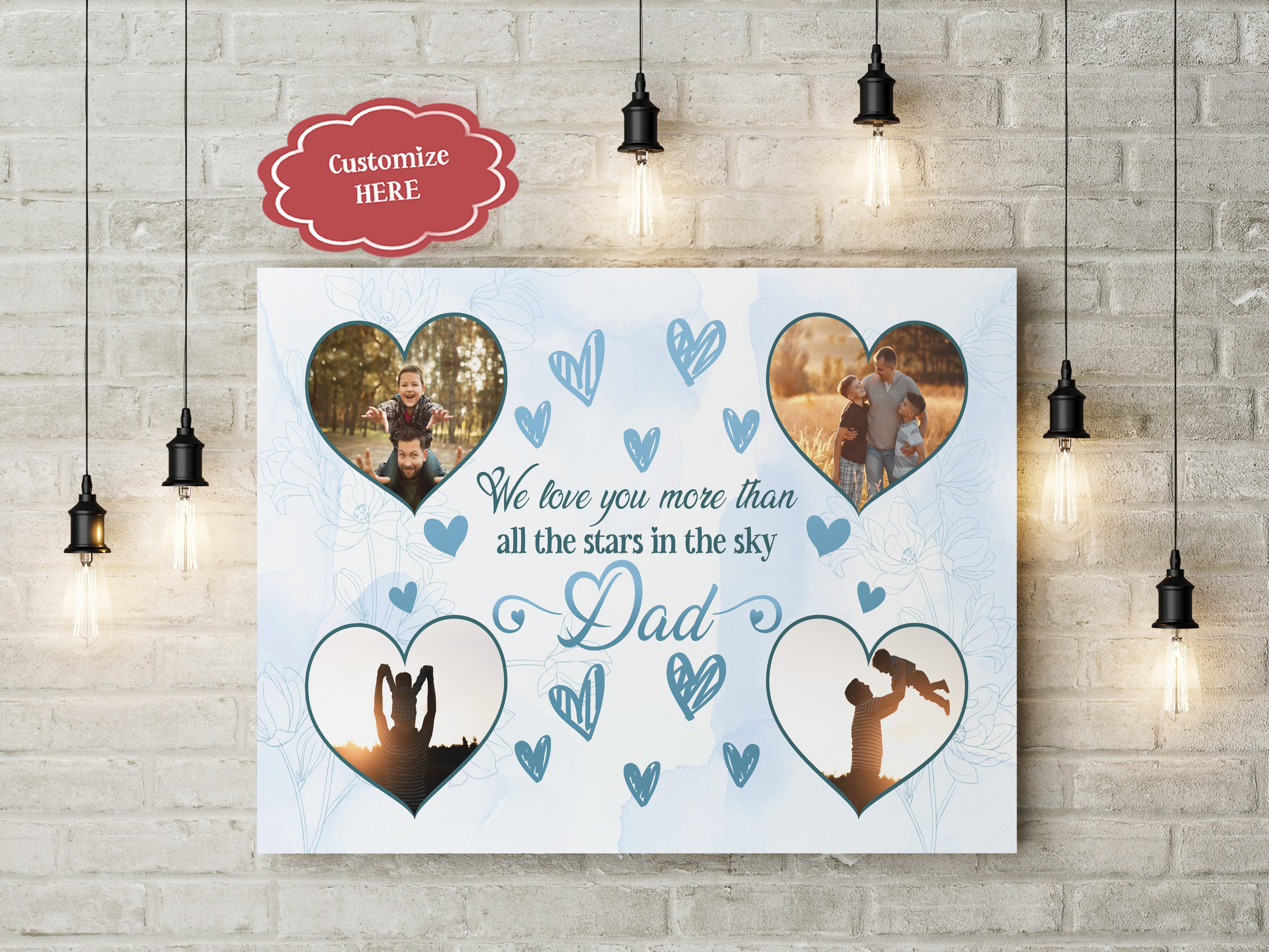 Dad Personalized Canvas Custom Photo Collage We Love You Fathers Day Gift For Best Dad Ever Keepsake