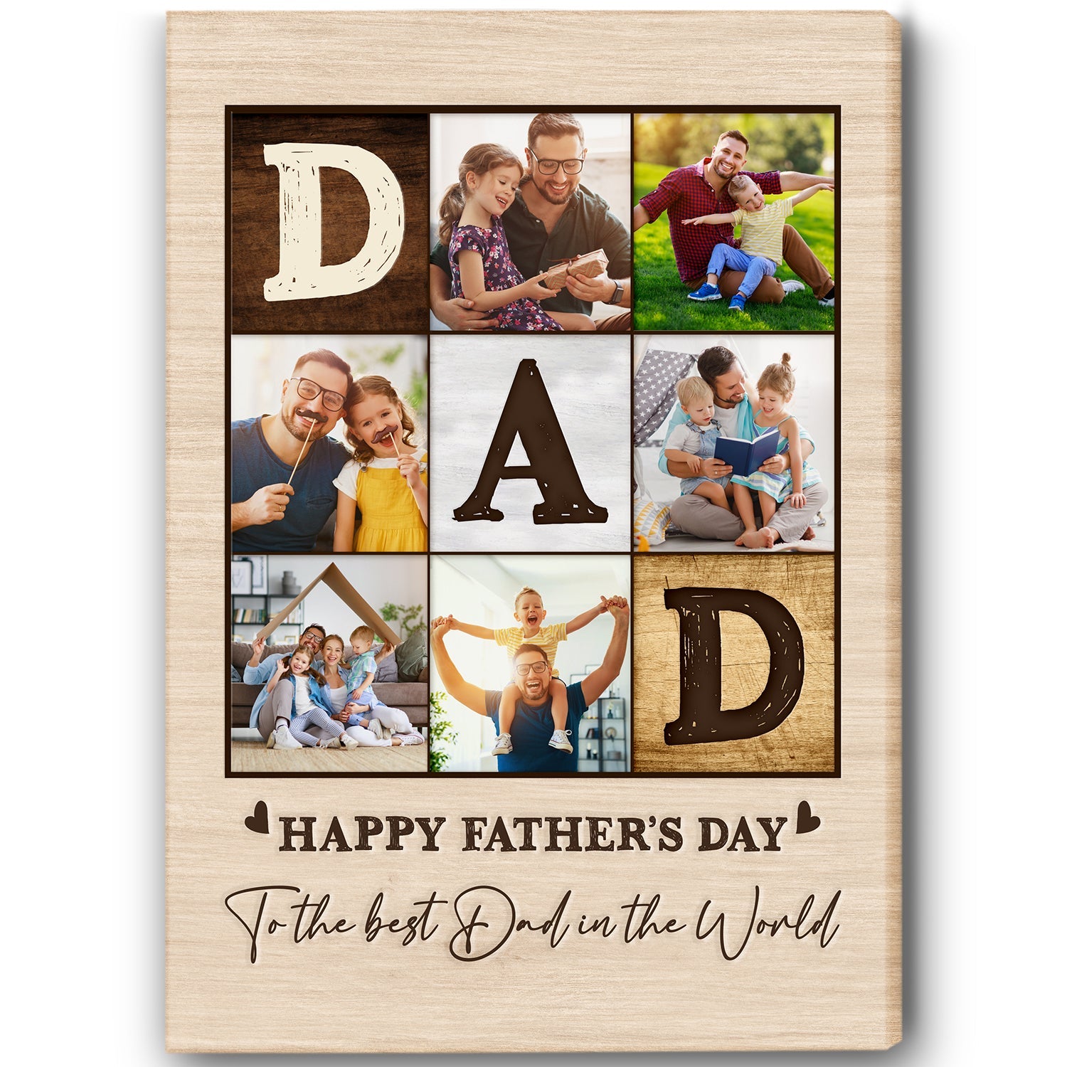 Dad Personalized Canvas Happy Fathers Day Custom Photo Collage Fathers Day Gift Keepsake For Daddy