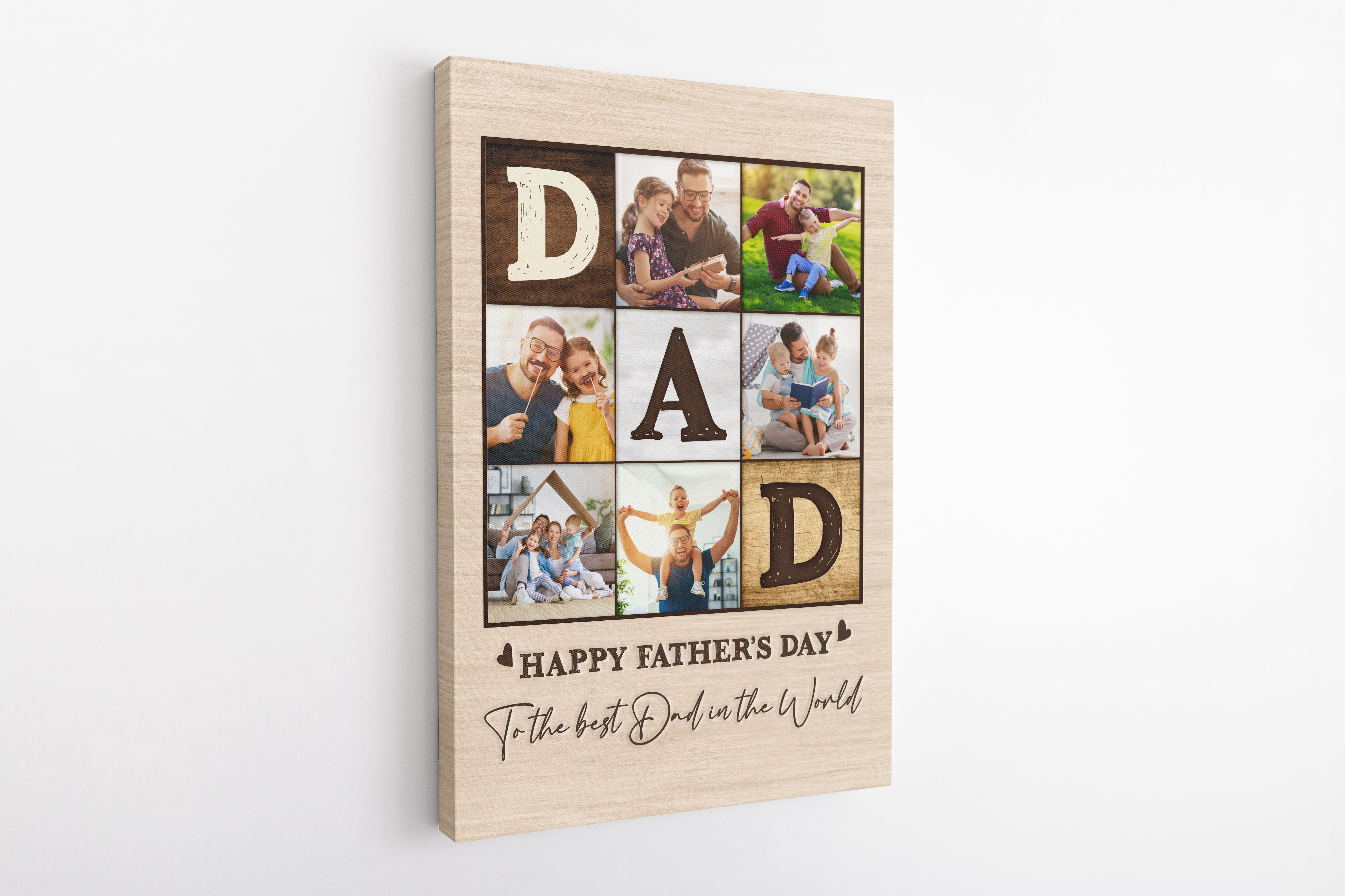 Dad Personalized Canvas Happy Fathers Day Custom Photo Collage Fathers Day Gift Keepsake For Daddy