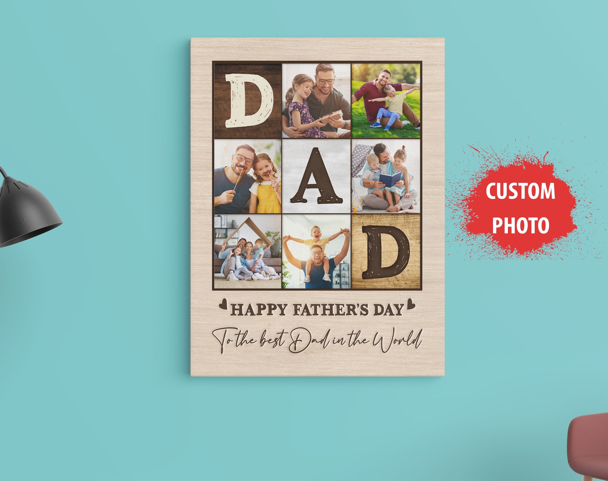 Dad Personalized Canvas Happy Fathers Day Custom Photo Collage Fathers Day Gift Keepsake For Daddy