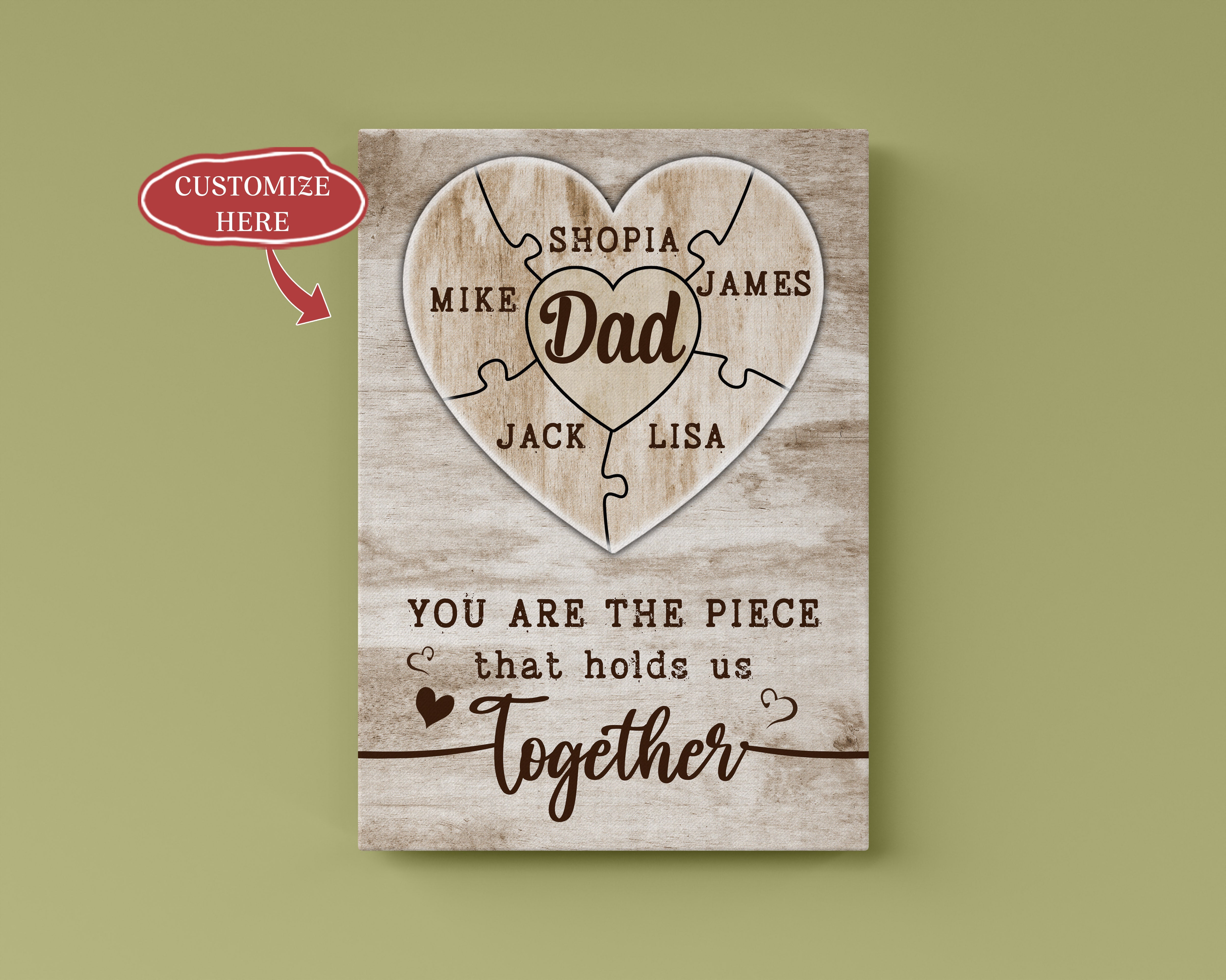 Dad Personalized Canvas Thoughtful Father'S Day Gift For Best Dad Ever Custom Names Birthday Christmas
