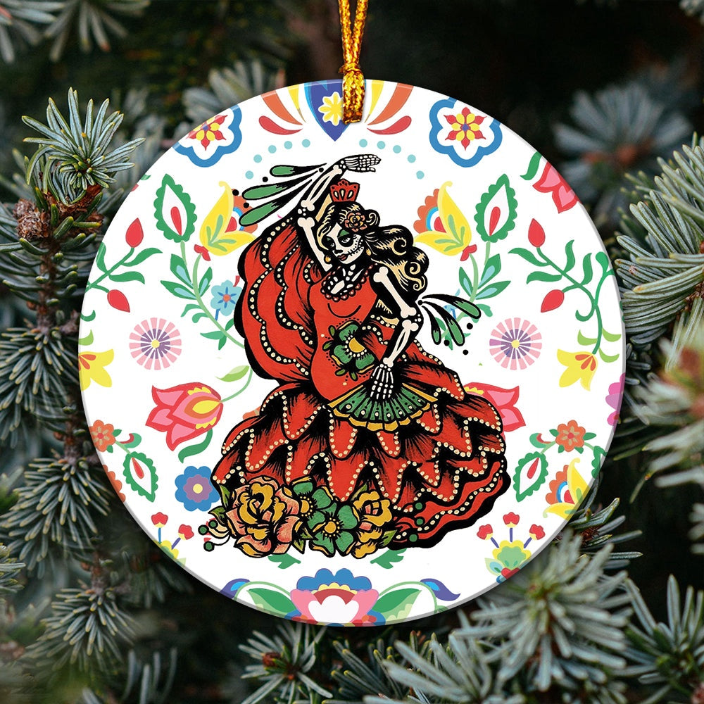 Dance Girl Ornament Skull Ornament Day Of The Dead Sugar Skull Girl Tattoo Art Print Dia De Los Muertos Hanging Ornament, Car Ornaments Christmas