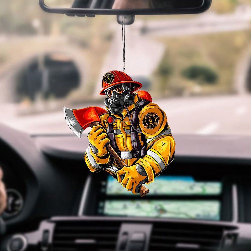 Discovering Courage Firefighter Car Hanging Ornament Celebrating Heroic Careers, Car Ornament Decor
