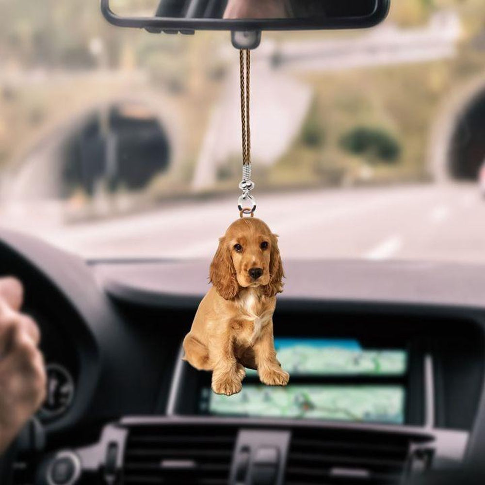 English Cocker Spaniel Sad Car Hanging Ornament, Car Ornaments Christmas, Car Decorations