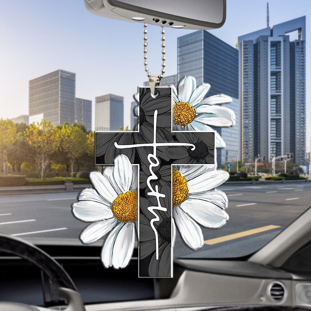 Faith Daisy Car Hanging Ornament, Car Ornaments Christmas, Car Decorations