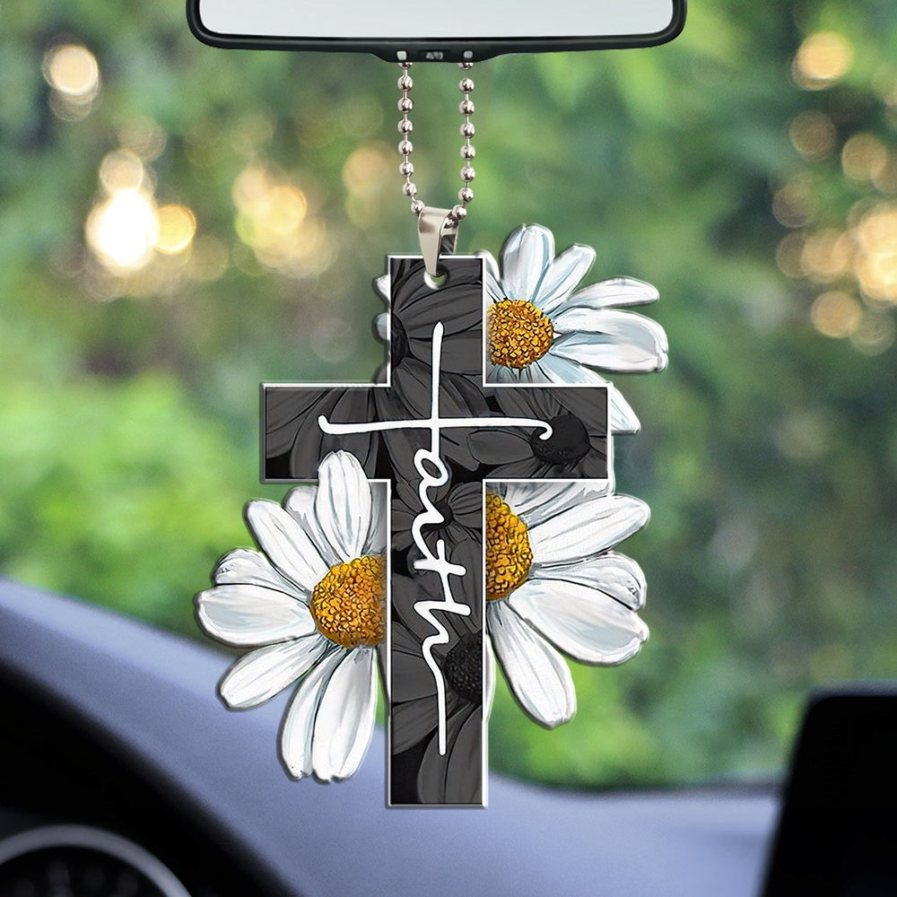 Faith Daisy Car Hanging Ornament, Car Ornaments Christmas, Car Decorations