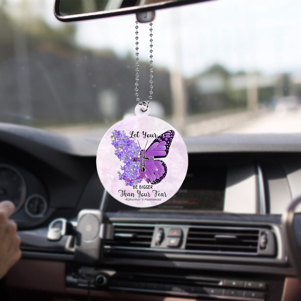 Faith Over Fear Alzheimer'S Awareness Ornament Alzheimer'S Hanging Decor Gifts For Mom, Grandma, Car Ornaments Christmas, Car Decorations
