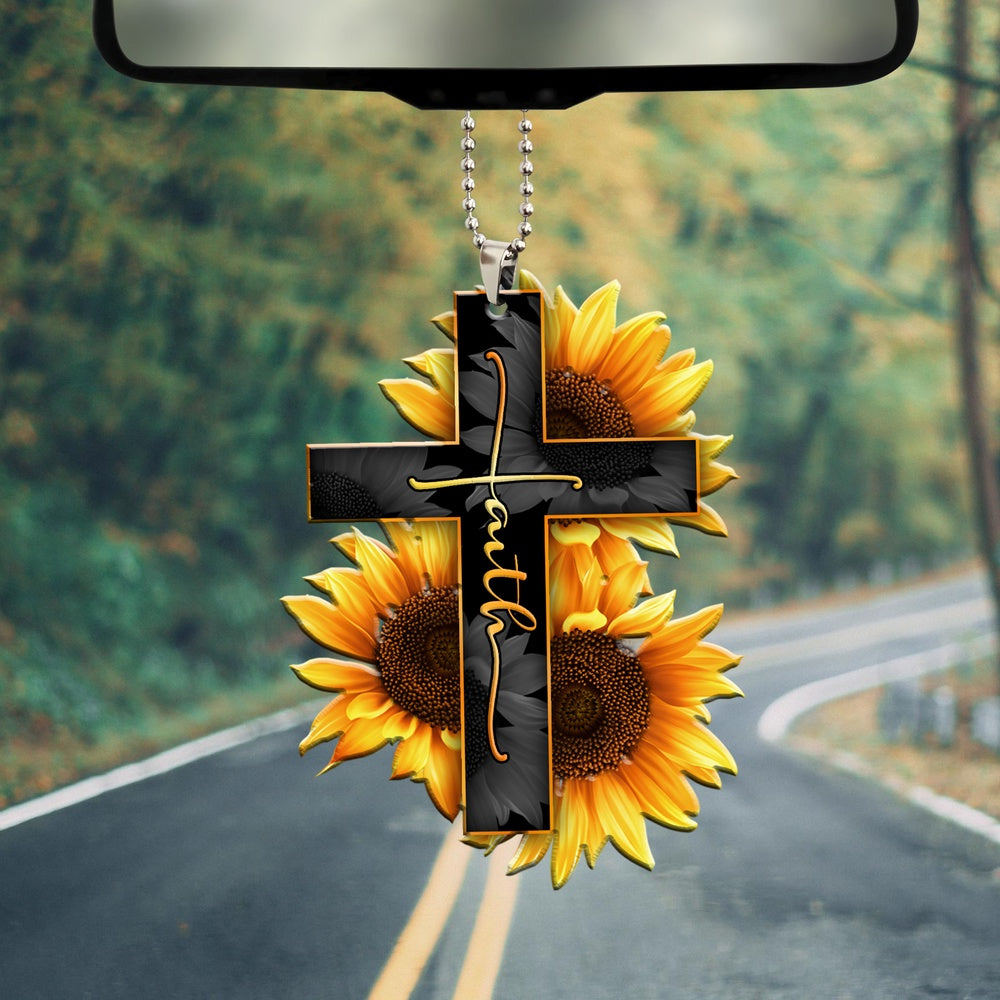 Faith Sunflower Car Hanging Ornament, Car Ornaments Christmas, Car Decorations