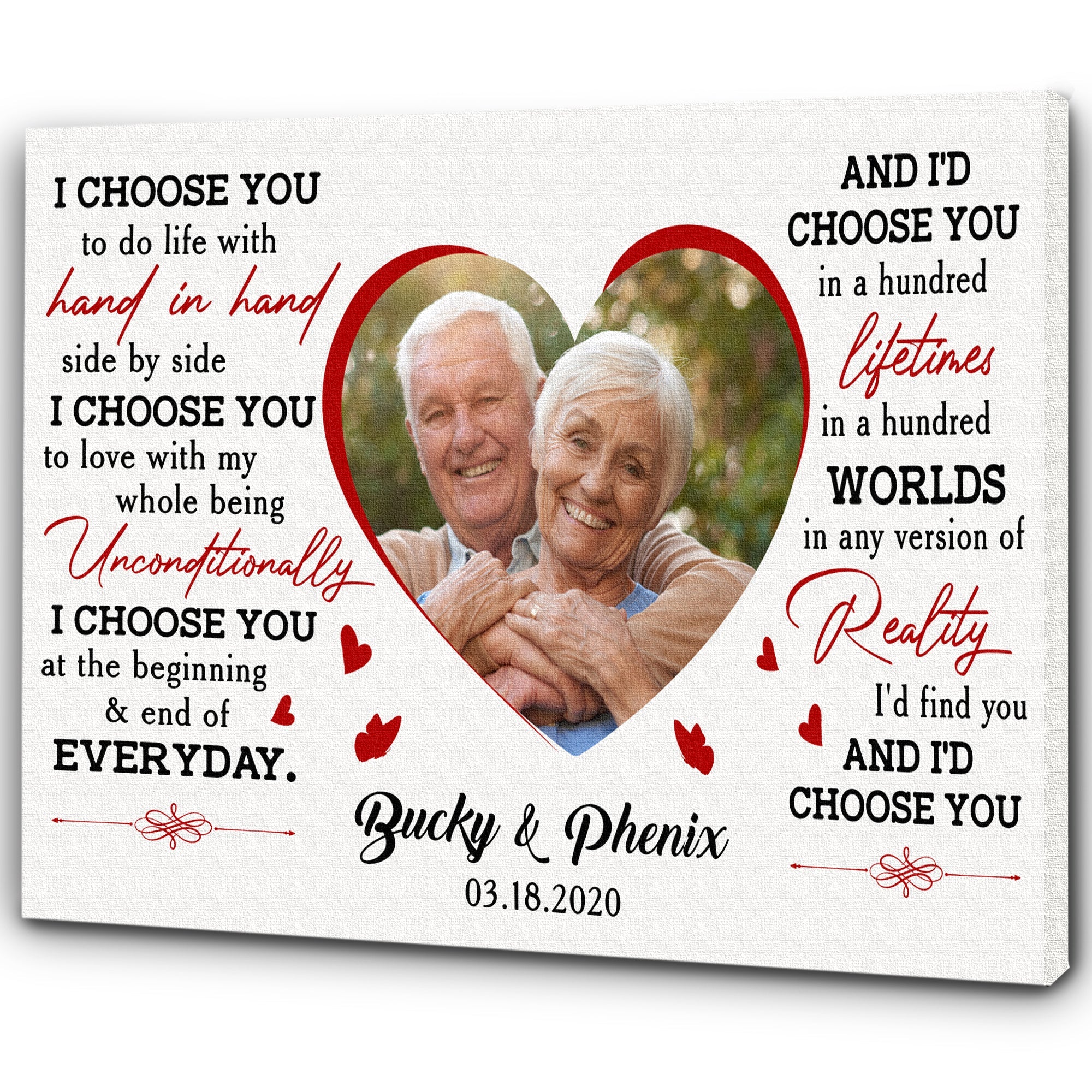 Gift For Couple Personalized Canvas I Choose You To Do Life With Hand In Hand Best Anniversary Canvas For Her Wedding Gifts Ideas