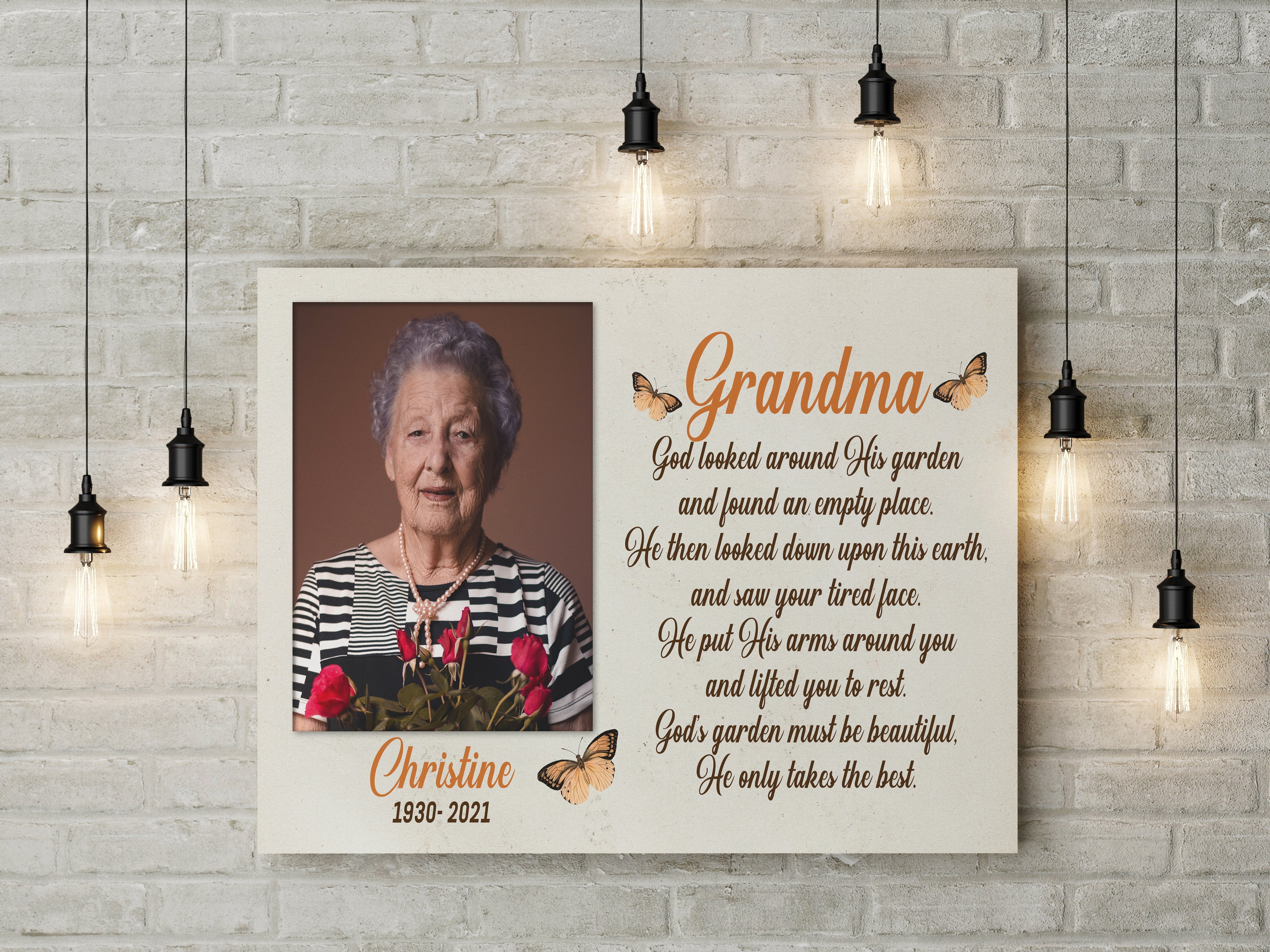 Personalized Memorial Canvas Angel Grandma In Heaven, Memorial Gift For Loss Of Grandmother - Grandma Remembrance Gift